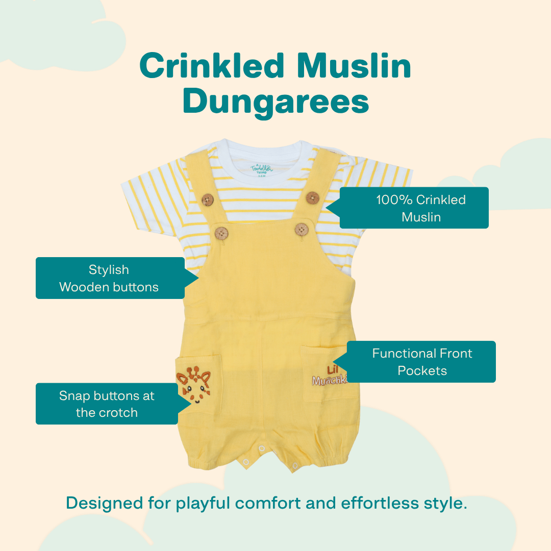 Monkie - Crinkled Muslin Dungarees