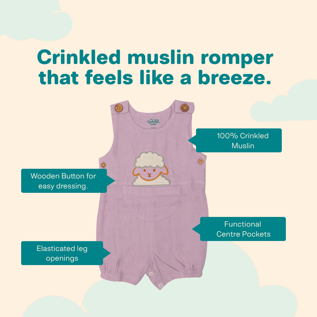 Greenie Lamb - Muslin Crinkled Romper
