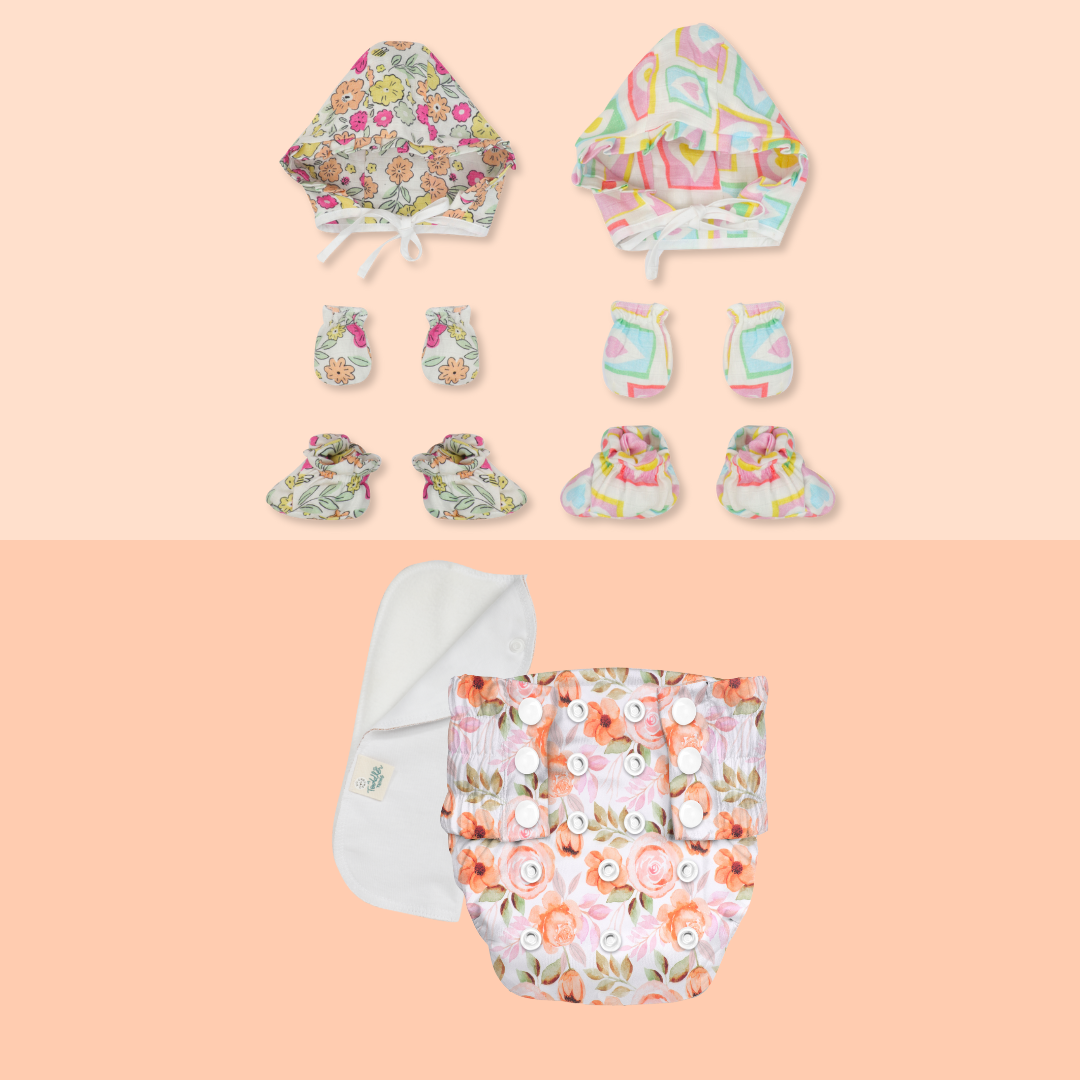 Hello Zoodle Shores - Muslin 32 Piece Baby Shower Kit