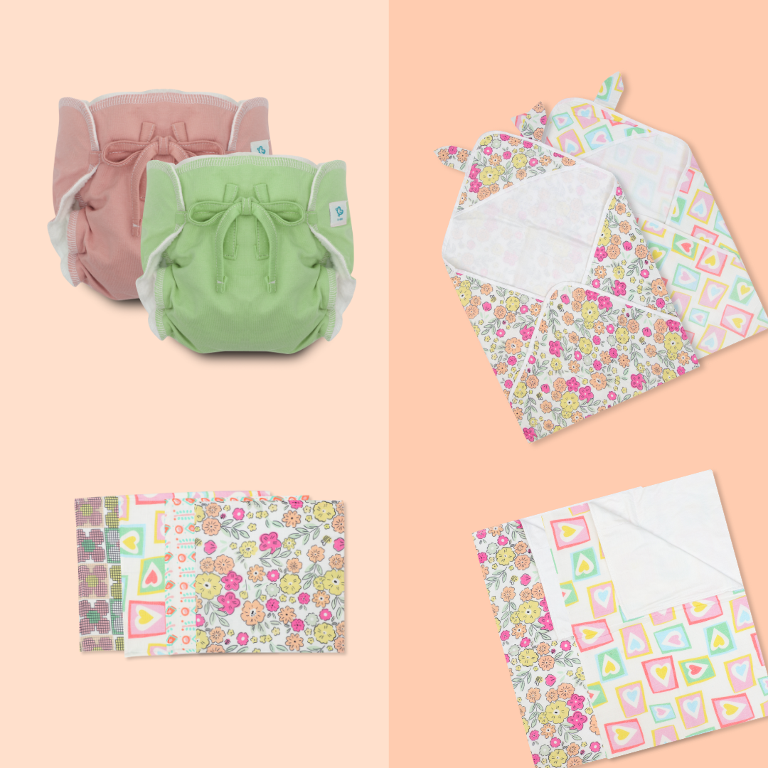 Hello Zoodle Shores - Muslin 32 Piece Baby Shower Kit