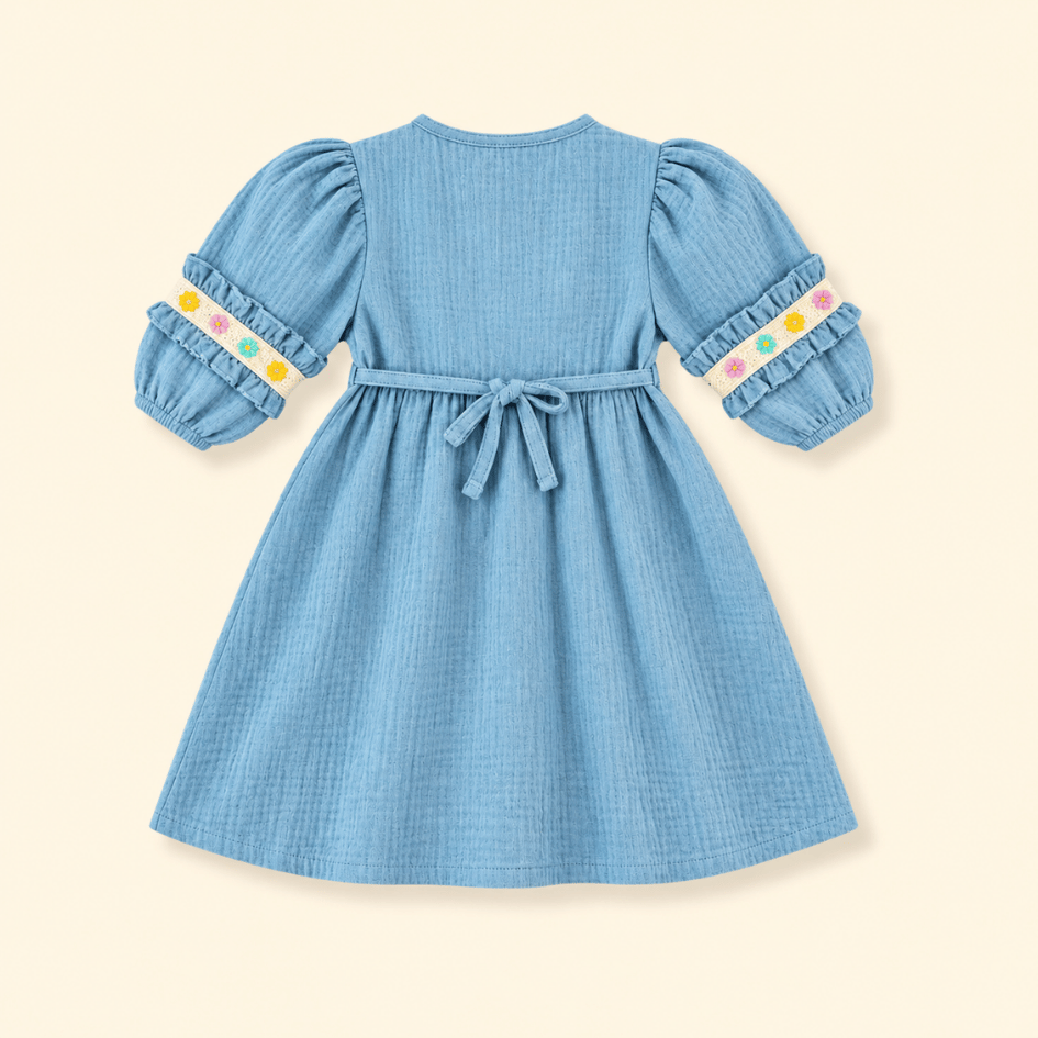 Olive Bloom - Crinkled Muslin Full Sleeve Frock