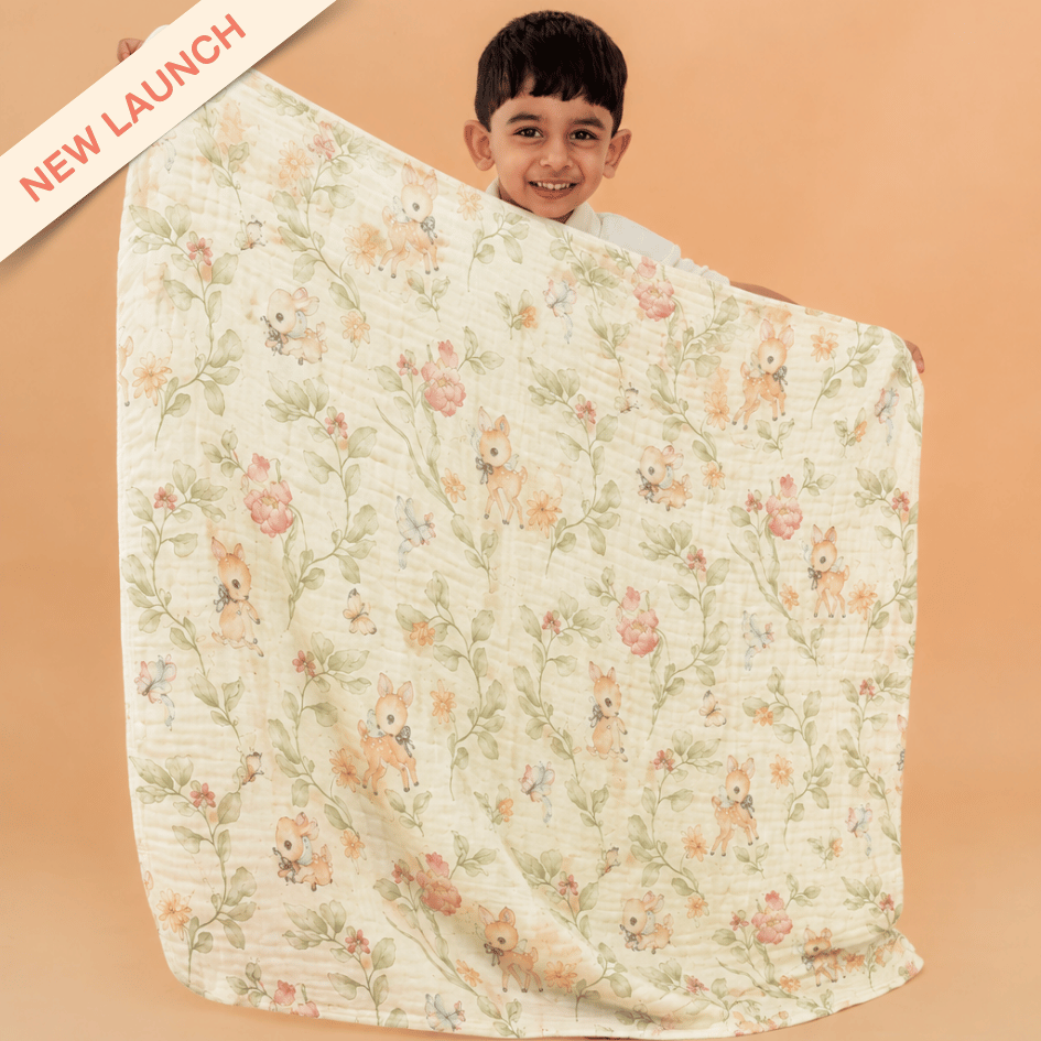 Happy Garden - Crinkled Muslin Bamboo Blanket