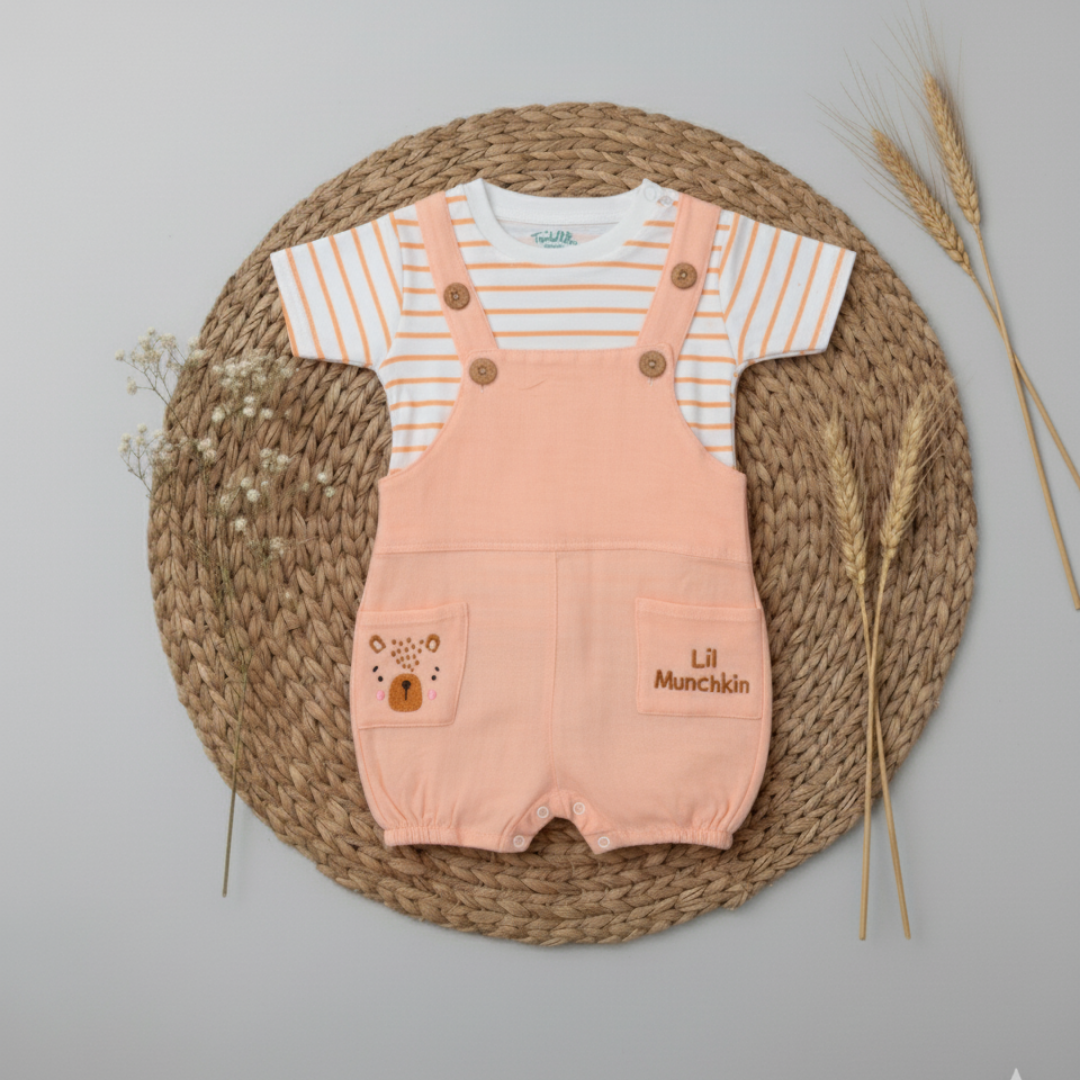 Teddyraff - Crinkled Muslin Dungarees Pack of 2