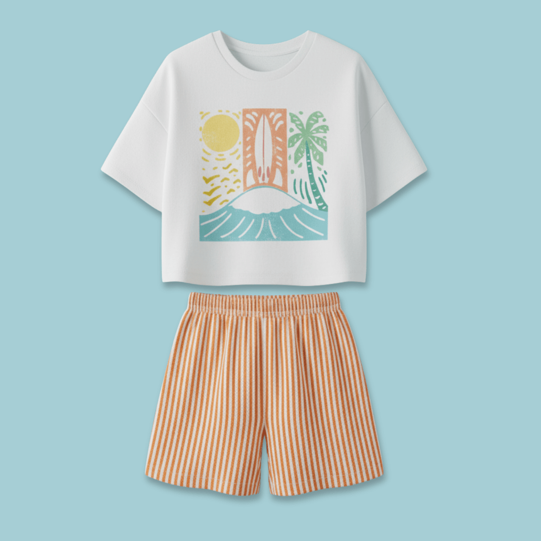 Beach Day - Seersucker T-Shirt & Shorts for Boys