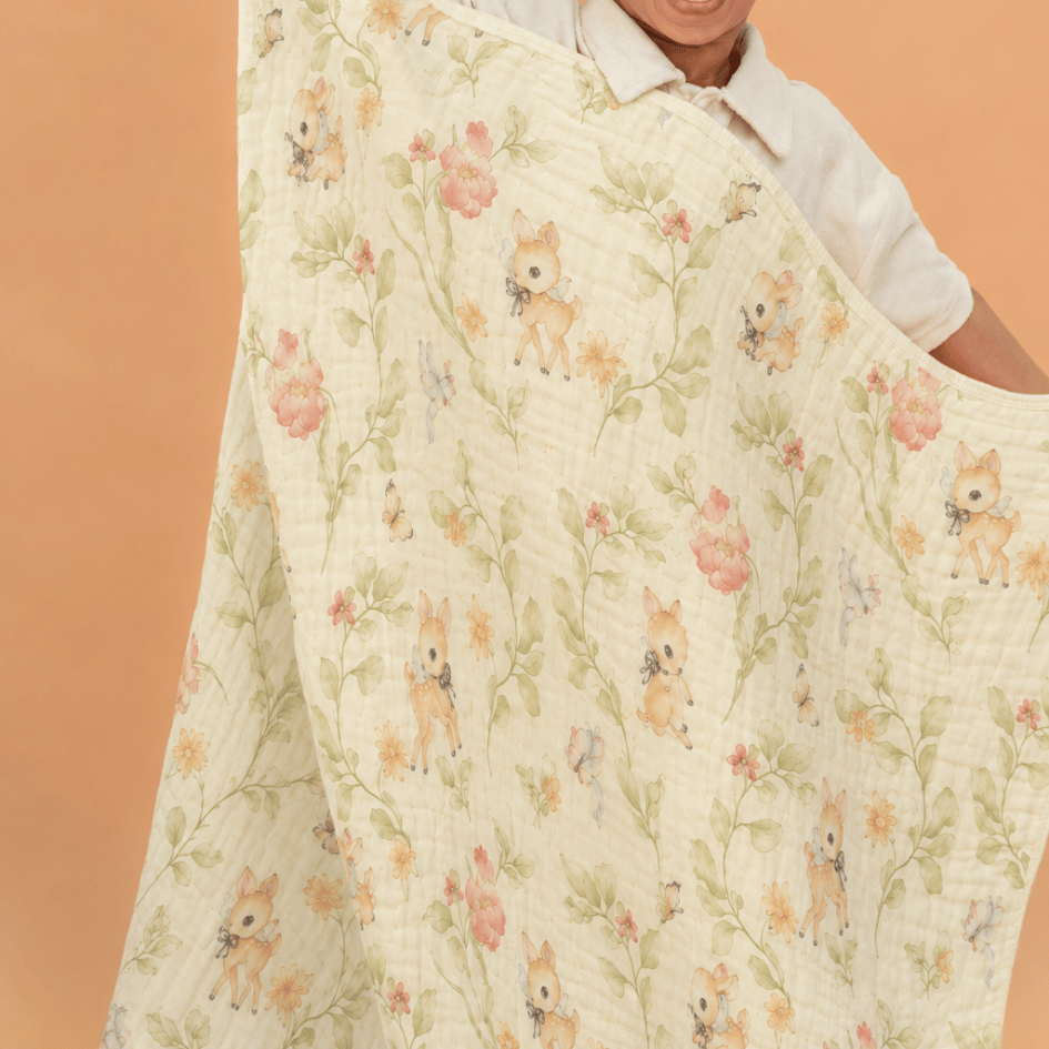 Happy Garden - Crinkled Muslin Bamboo Blanket