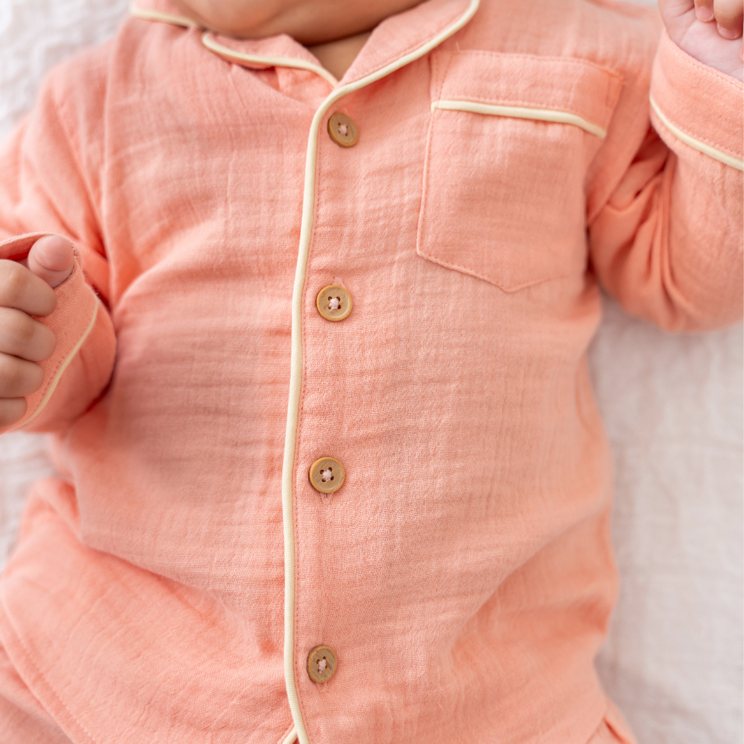 Peachy Hug - Crinkled Muslin Sleepsuit