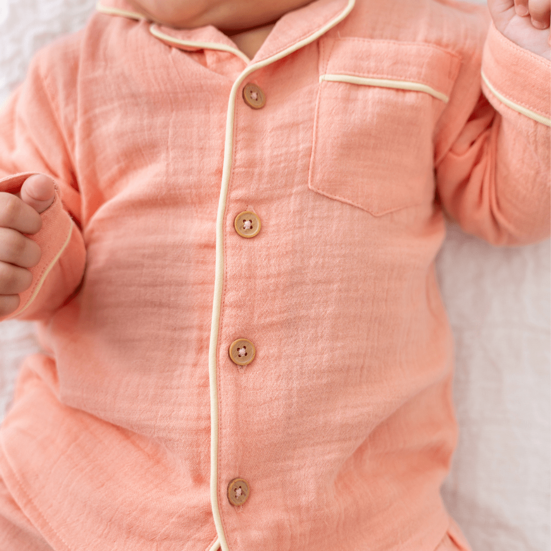 Peachy Hug - Crinkled Muslin Sleepsuit