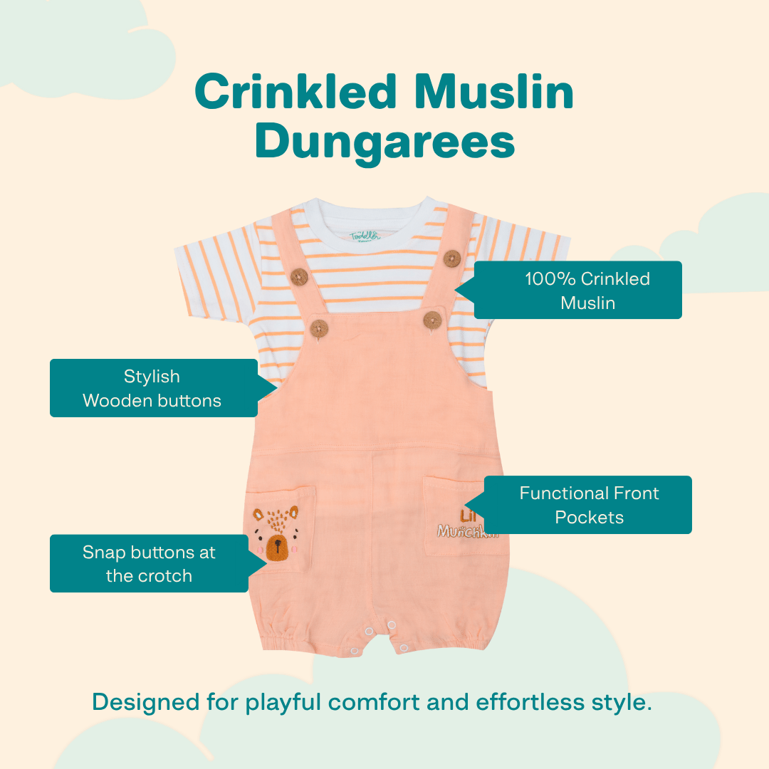 Teddyboo - Crinkled Muslin Dungarees