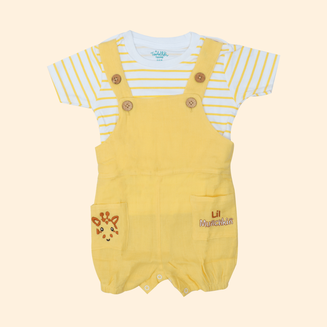 Monkie - Crinkled Muslin Dungarees