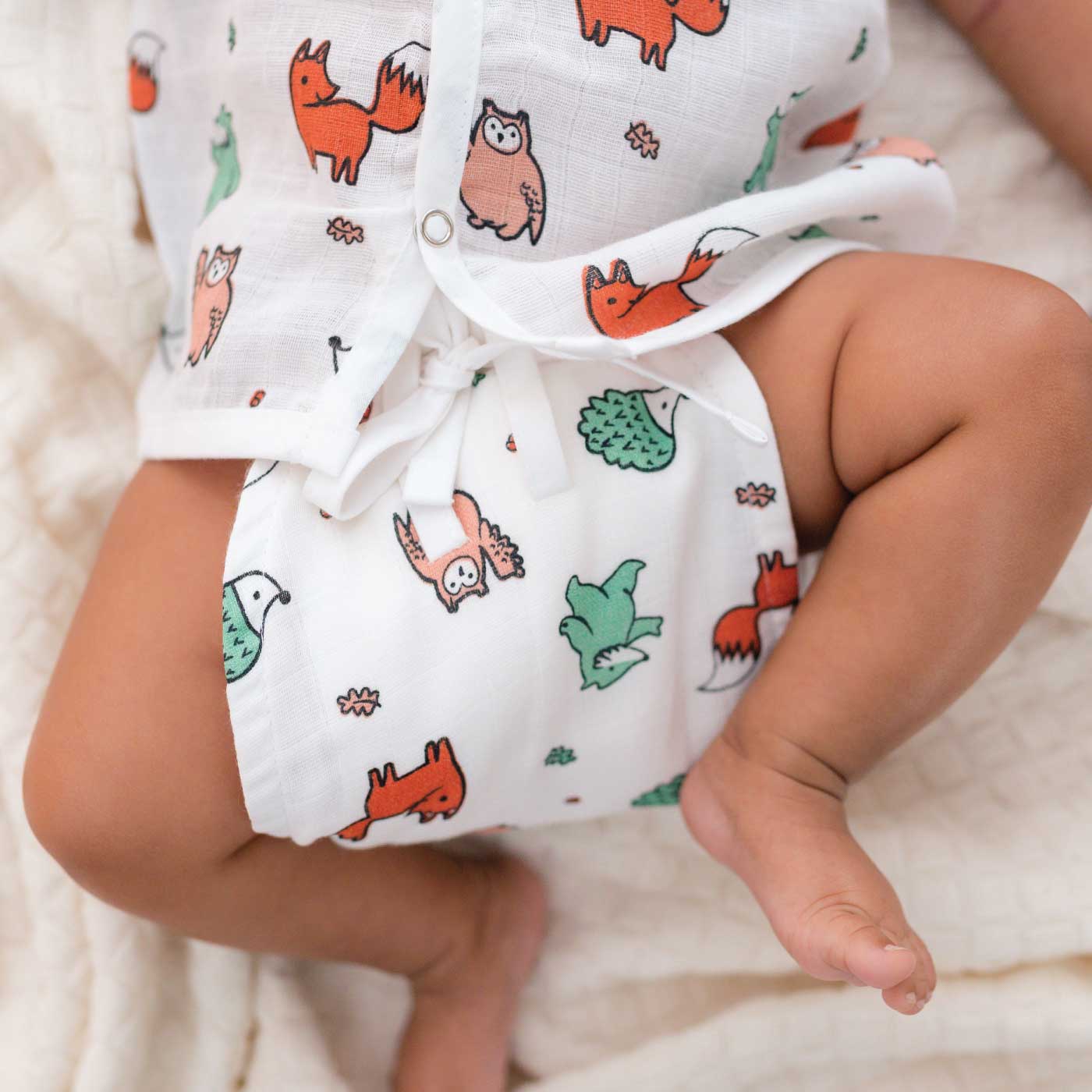 Muslin Matching Jablas and Nappies (6 + 6 Nappies) - Pack of 12 (Button and Knot)