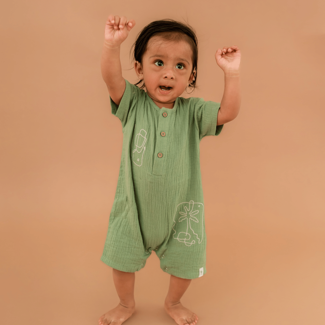 Vanilla Sand - Crinkled Muslin Half Sleeve Jumpsuit