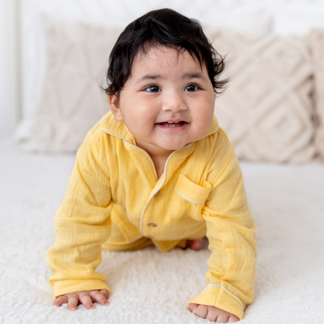 Peachy Hug - Crinkled Muslin Sleepsuit