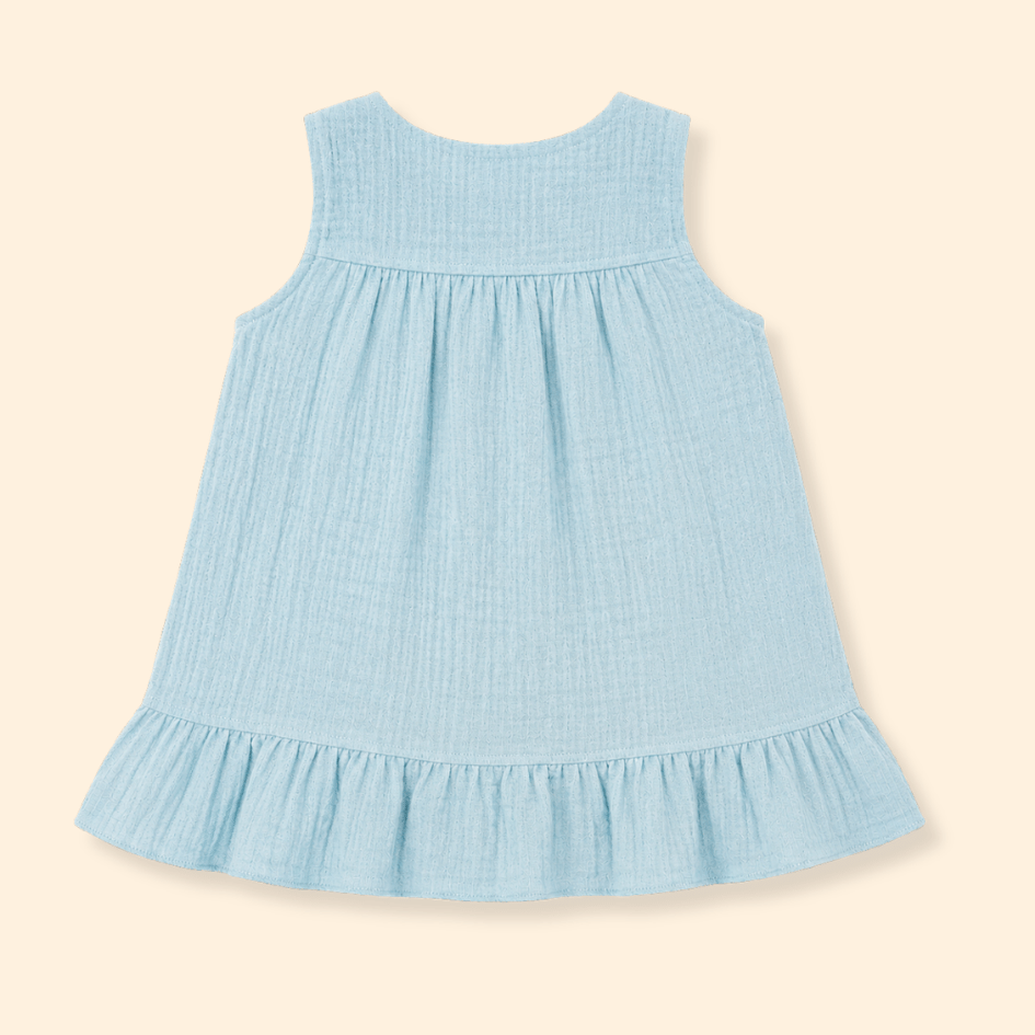 Buttercup Bloom - Crinkled Muslin A-line Sleeveless Frock