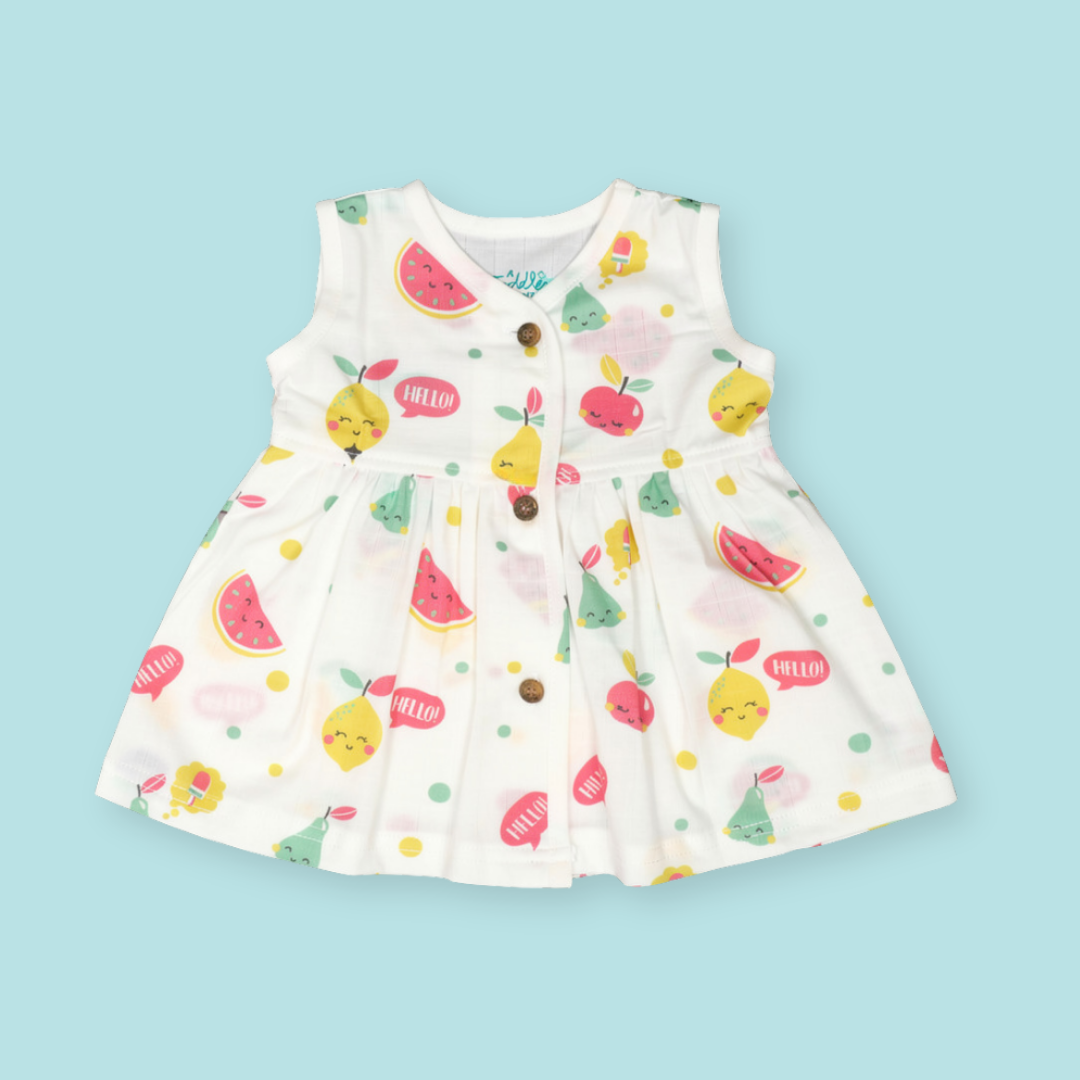 Juicy Fins - Muslin V neck Sleeveless Frock (Pack of 2)