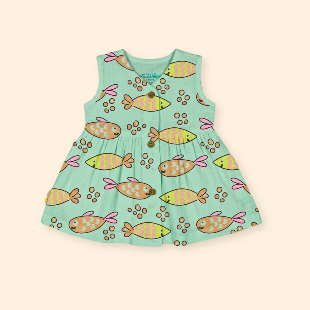 Juicy Fins - Muslin V neck Sleeveless Frock (Pack of 2)