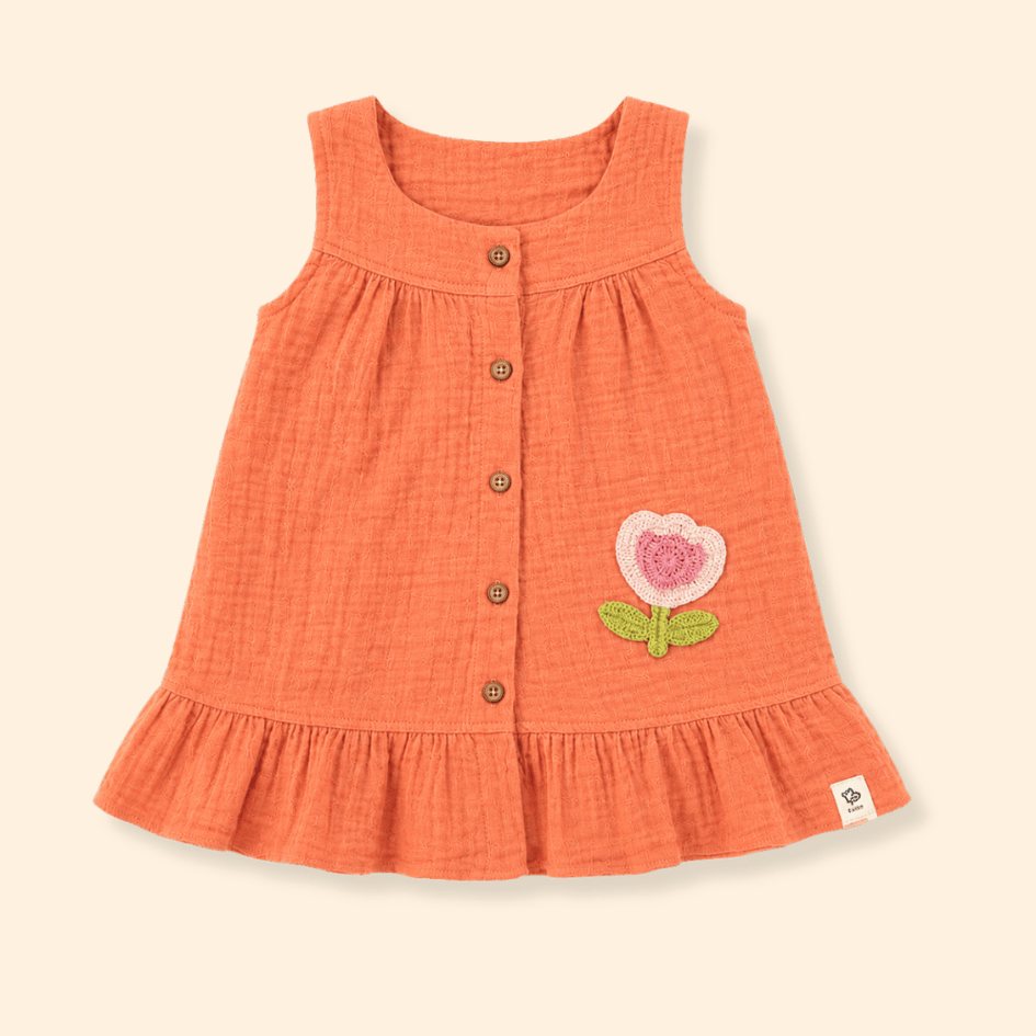 Buttercup Bloom - Crinkled Muslin A-line Sleeveless Frock