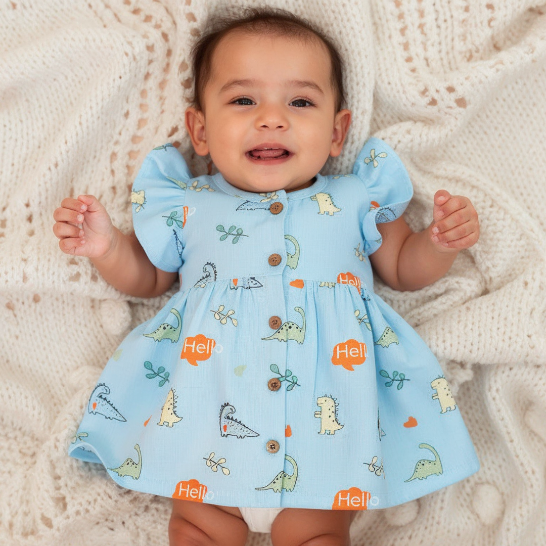 Wild Dino - Muslin Frill Frock (Pack of 2)