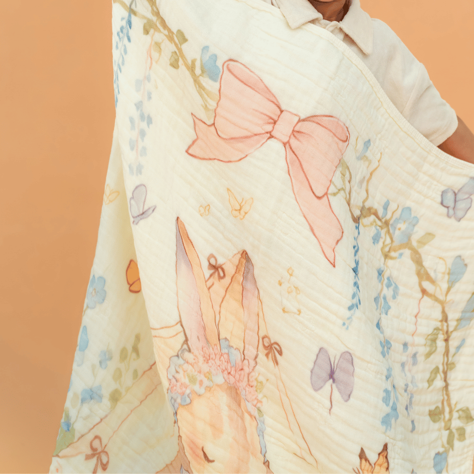 Happy Garden - Crinkled Muslin Bamboo Blanket