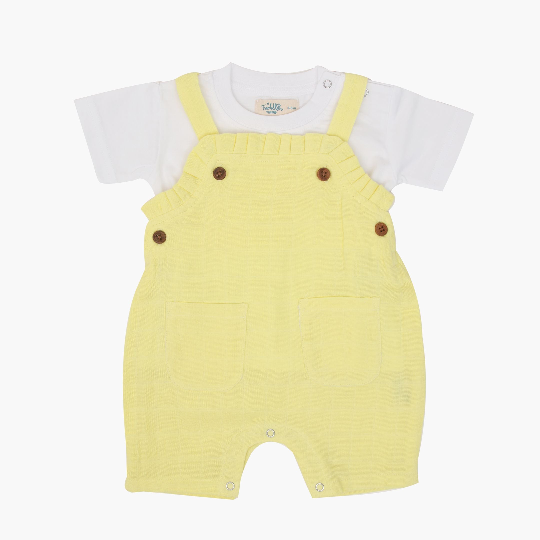 Muslin Frill Dungarees for Baby Girls