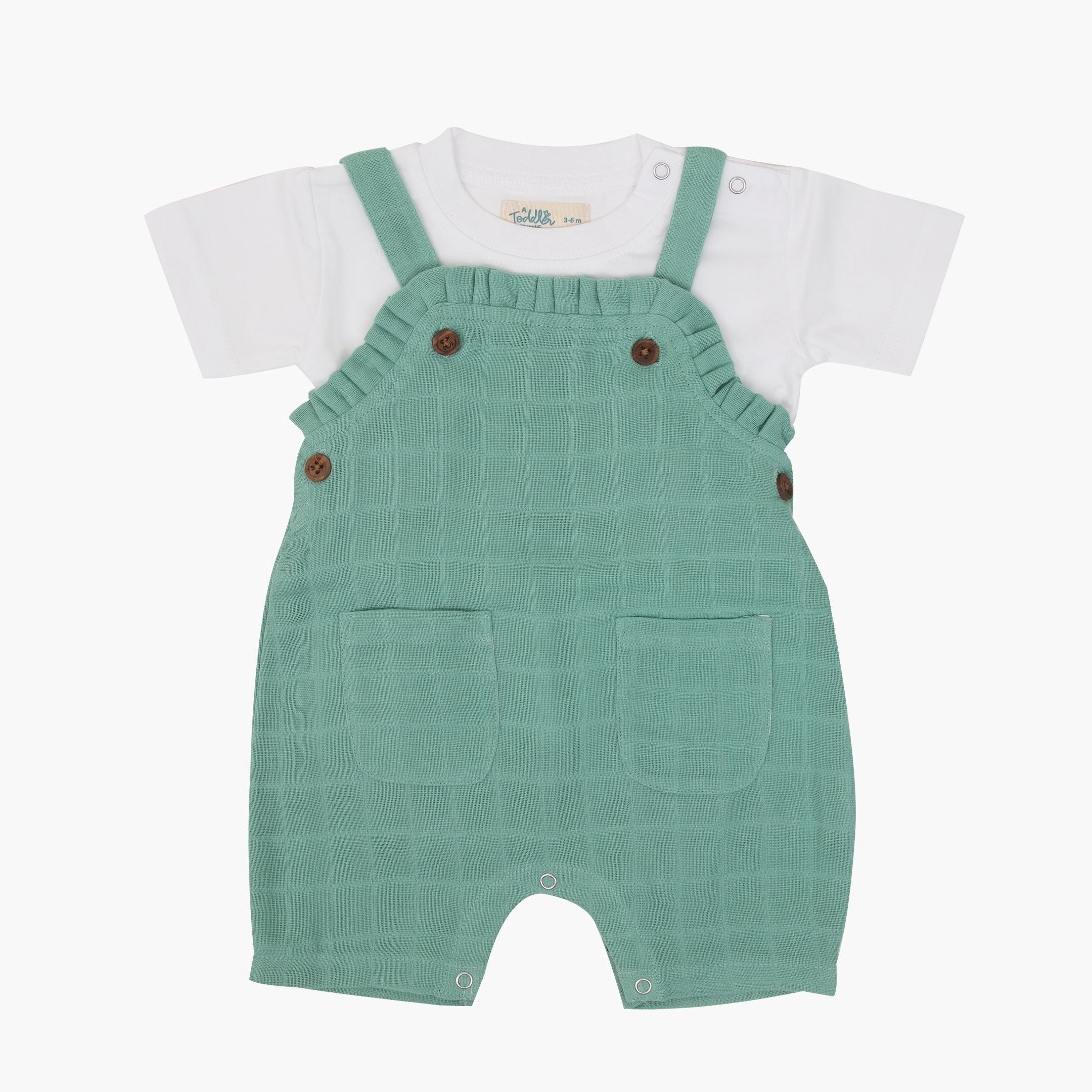 Muslin Frill Dungarees for Baby Girls