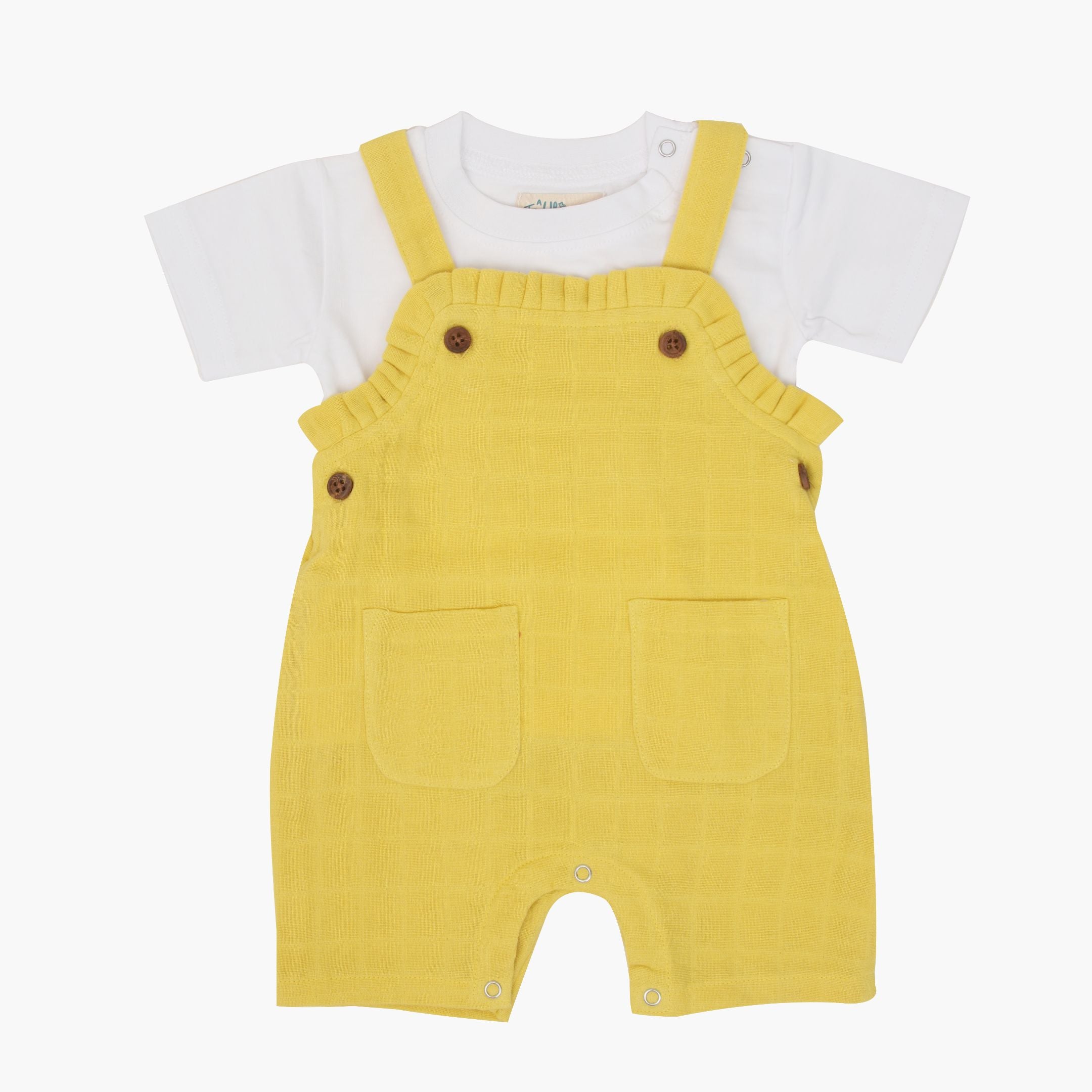 Muslin Frill Dungarees for Baby Girls