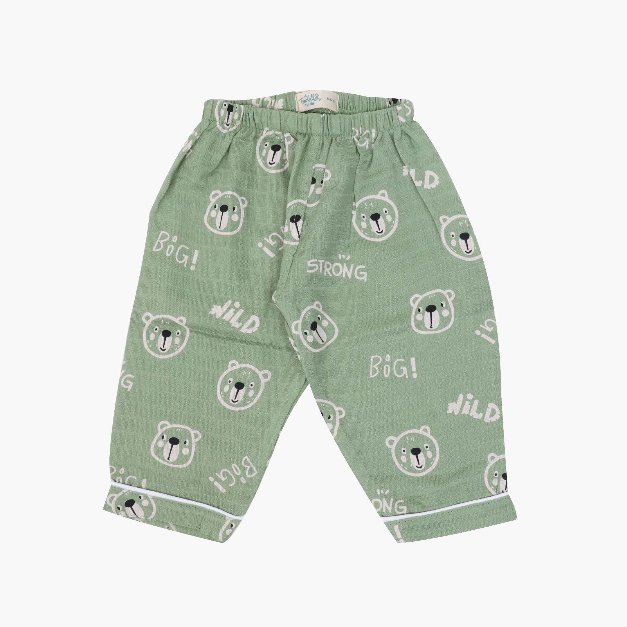 Fuzzy Bear - Muslin Full Sleeve Sleep Suit for babies and kids (Unisex)