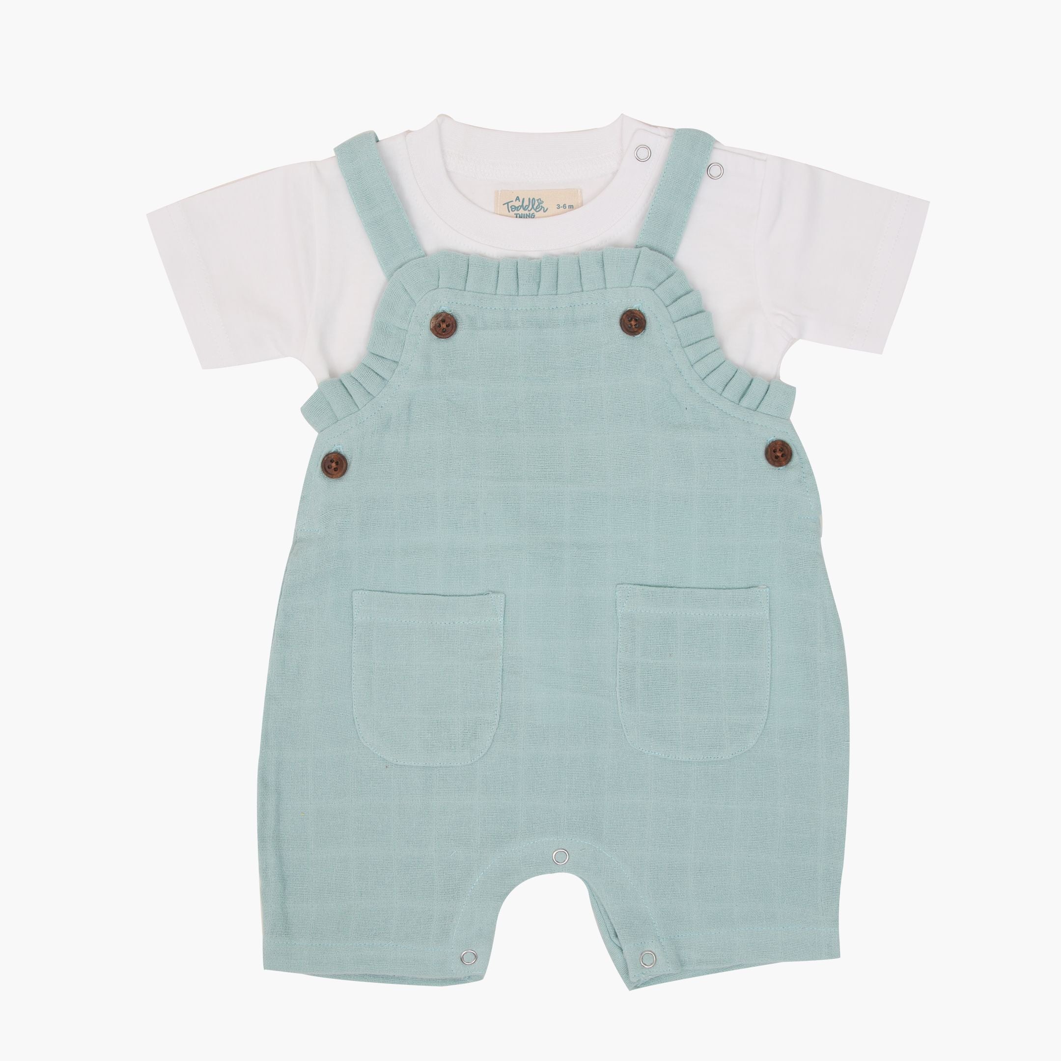 Muslin Frill Dungarees for Baby Girls