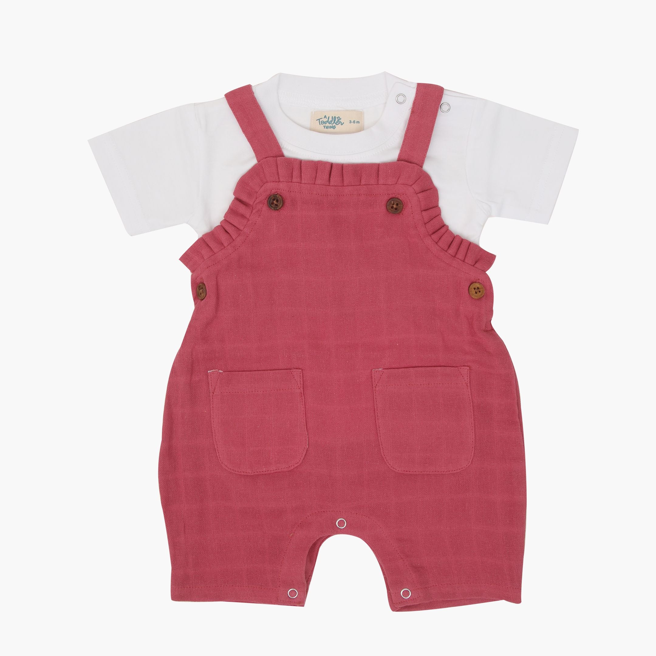 Muslin Frill Dungarees for Baby Girls