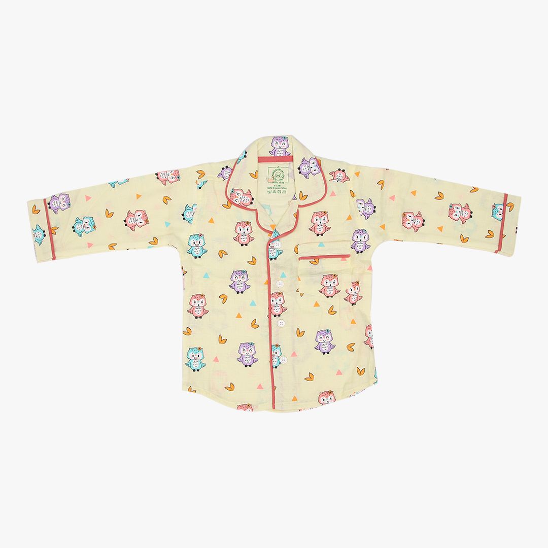 Happy Owl - Muslin Full Sleeve Sleep Suit for babies and kids (Unisex)