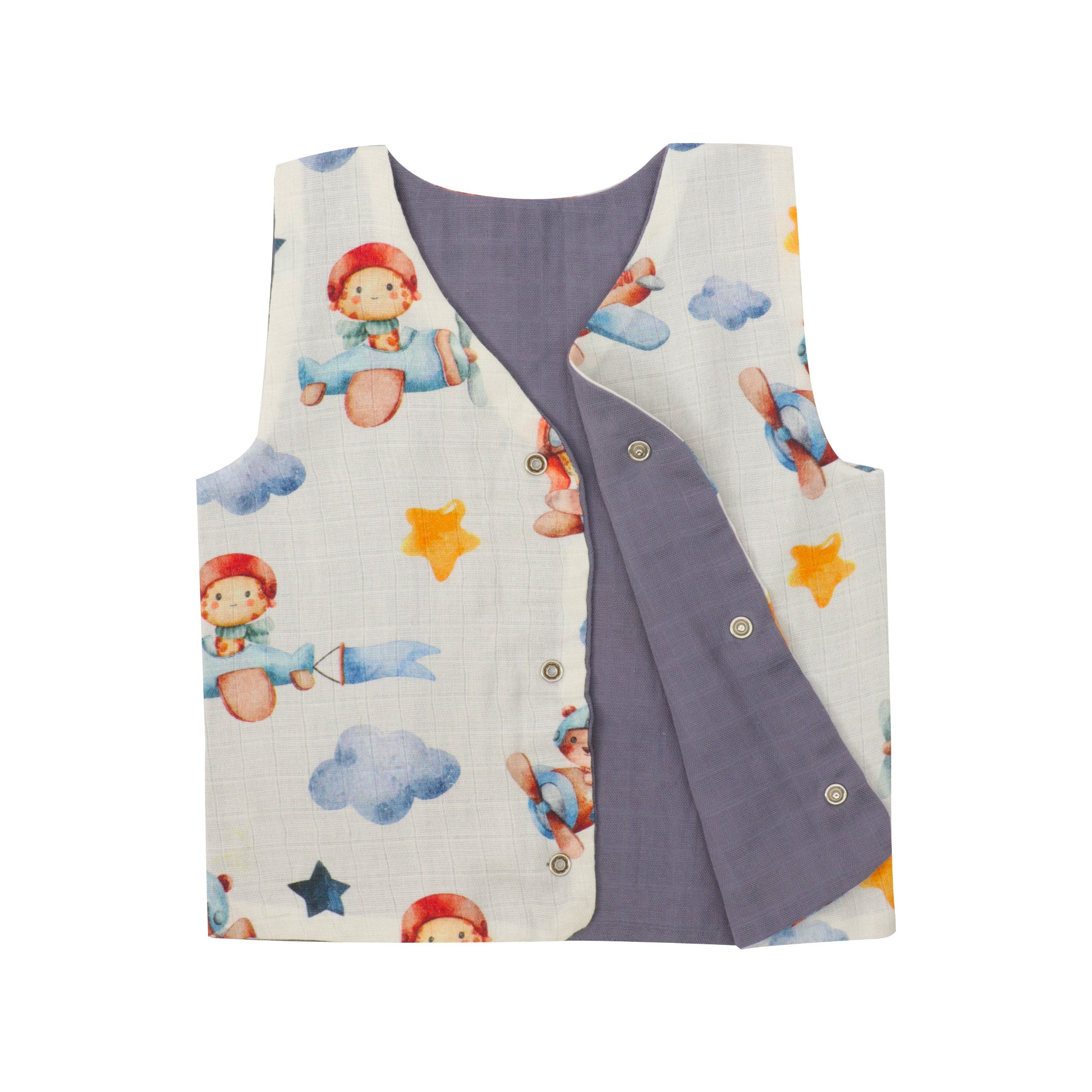 Zoo Holiday - Reversible Muslin Jabla (Pack of 2)