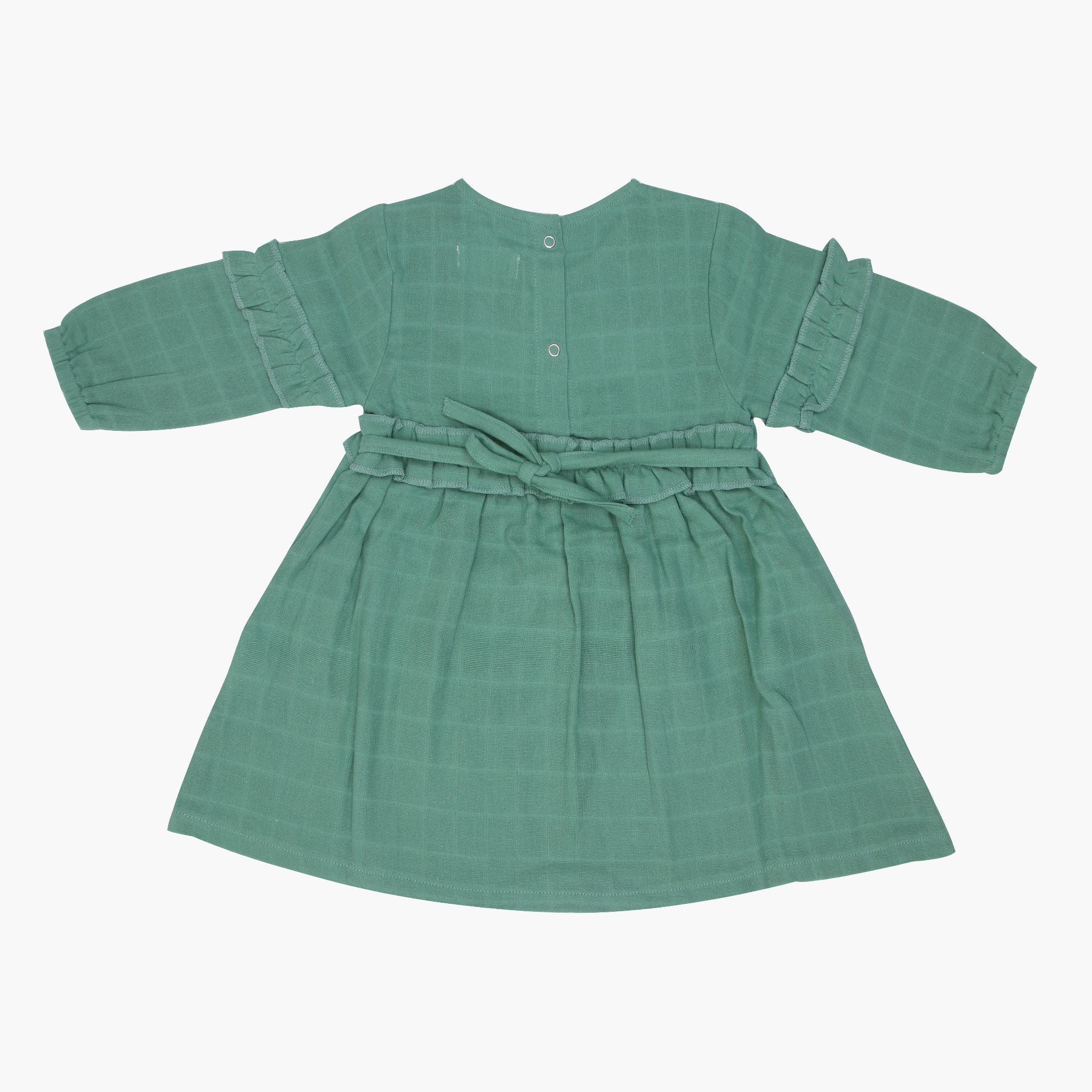 Minty Charm Full Sleeve Muslin Frock For Babies