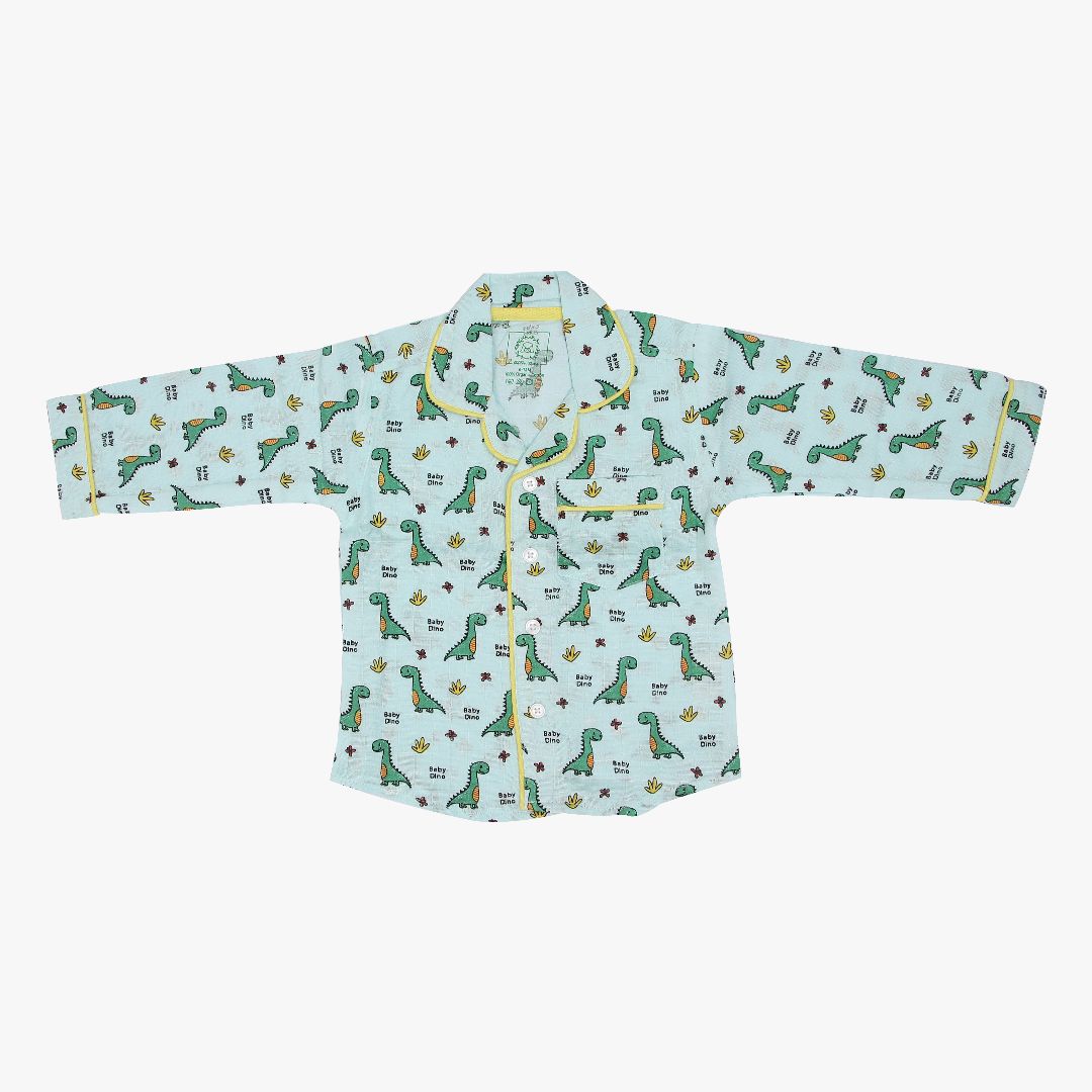 Baby Dino - Muslin Full Sleeve Sleep Suit for babies and kids (Unisex)