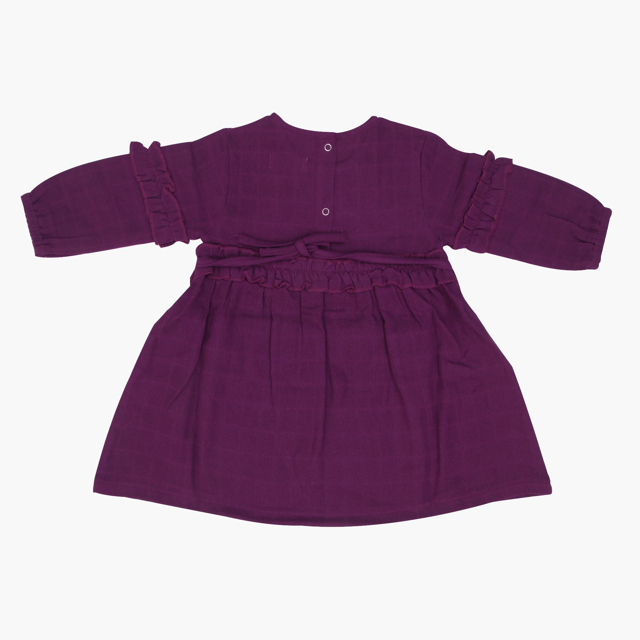 Toddler Purple Bird Full Sleeve Muslin Frock