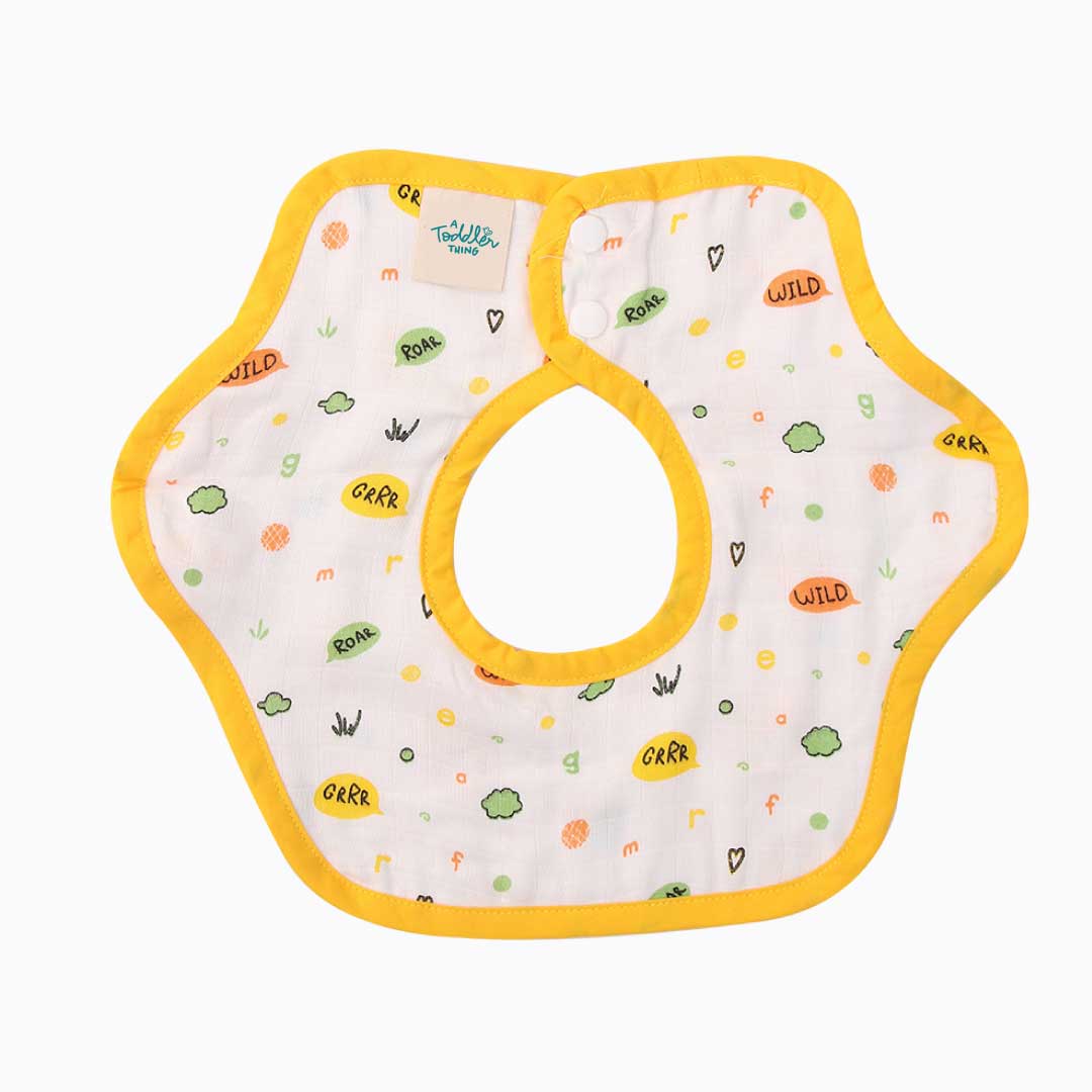 Baby Jungle - Reversible Bib 0 To 12 Months (Organic Muslin Cotton)