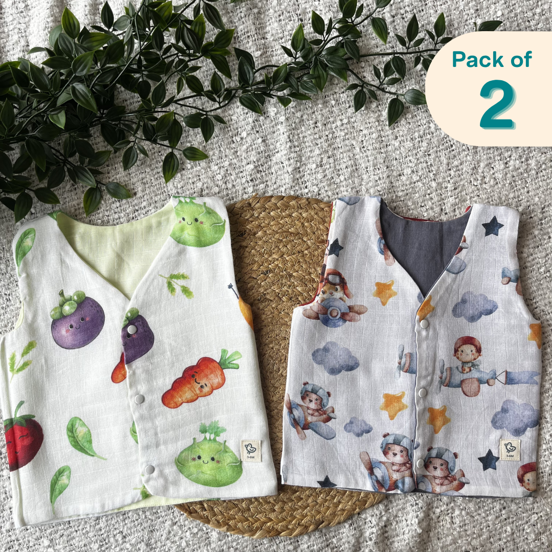 Bon Veggie - Reversible Muslin Jabla (Pack of 2)