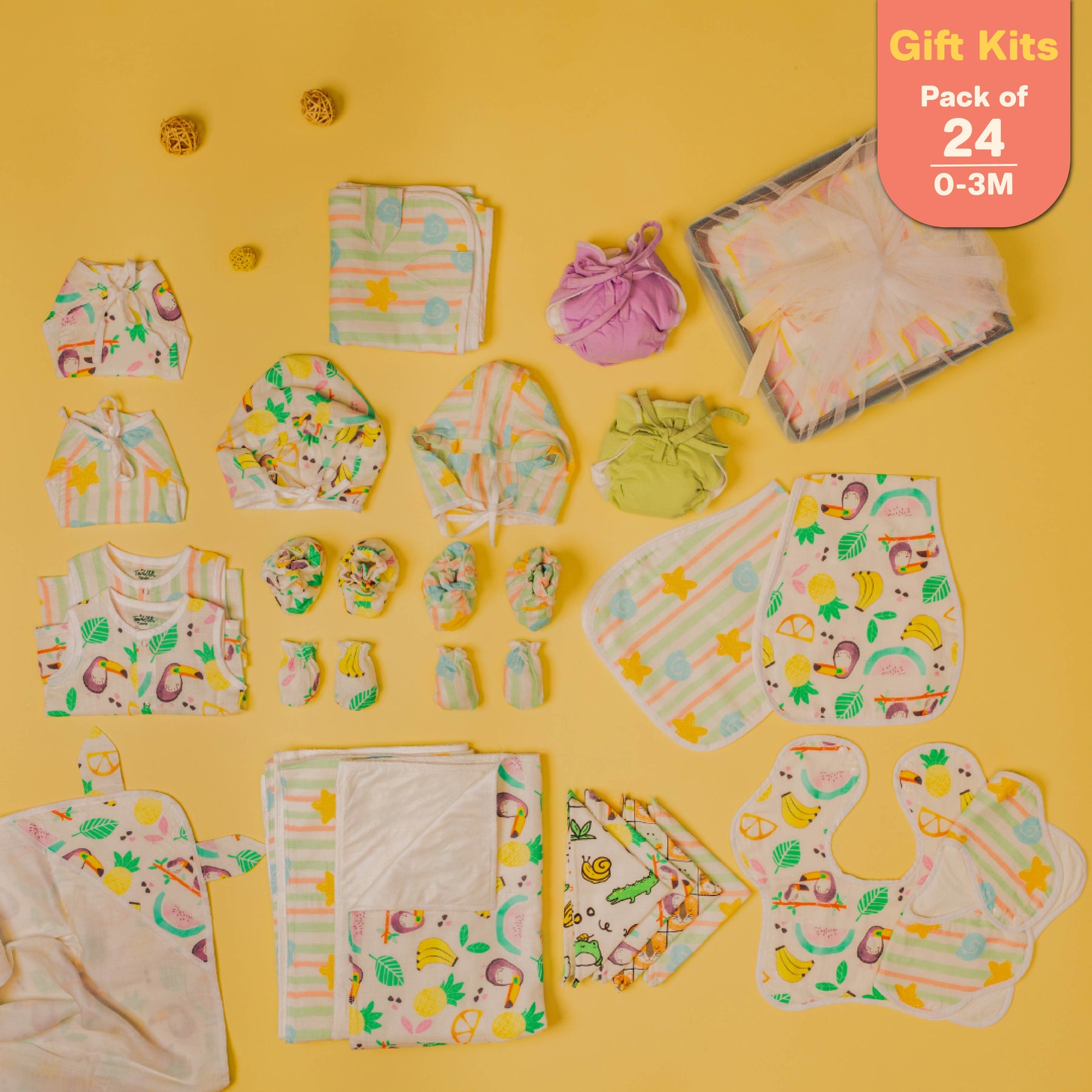 The Pixeling Pack - Muslin 24 Piece Combo Pack (0-3M)