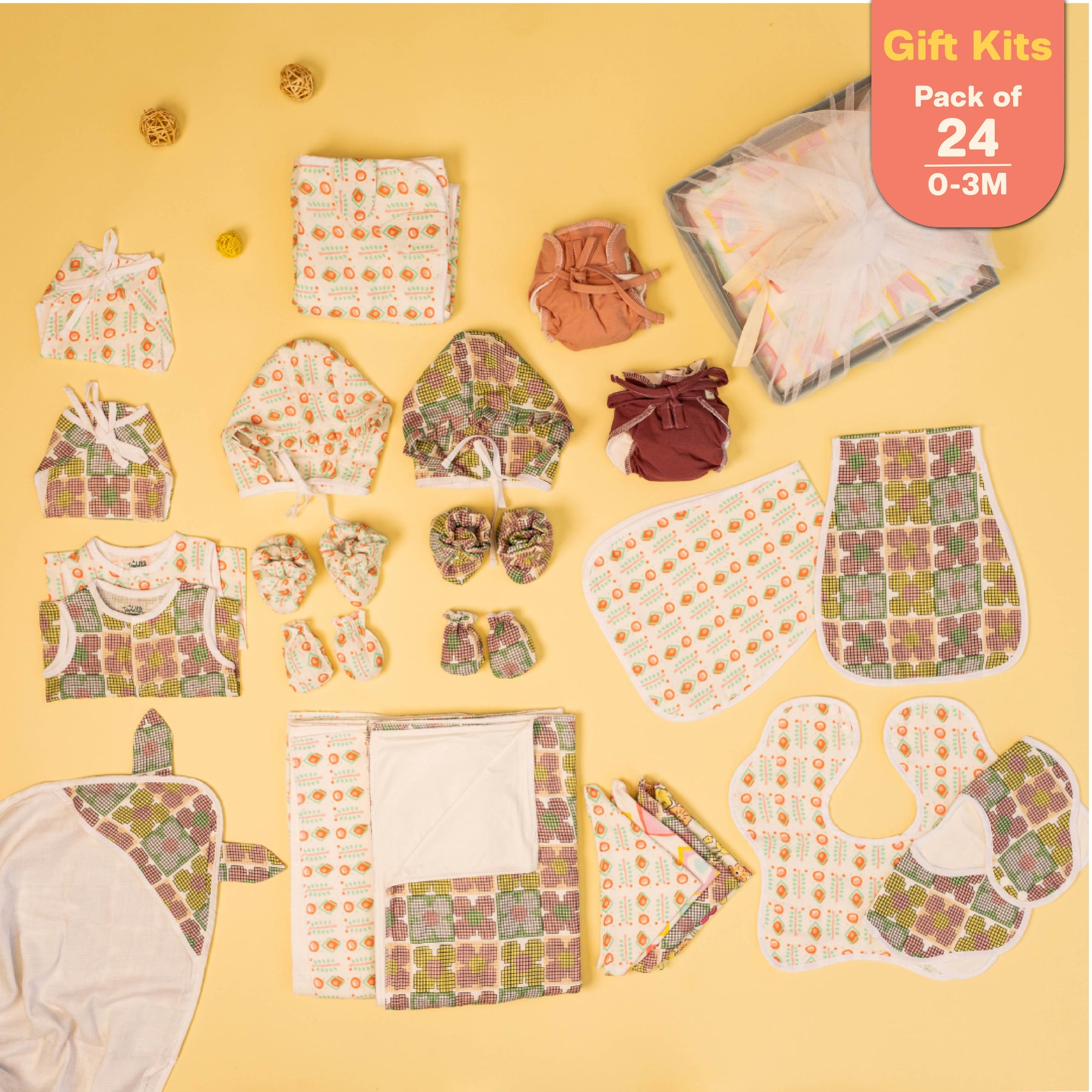 The Pixeling Pack - Muslin 24 Piece Combo Pack (0-3M)