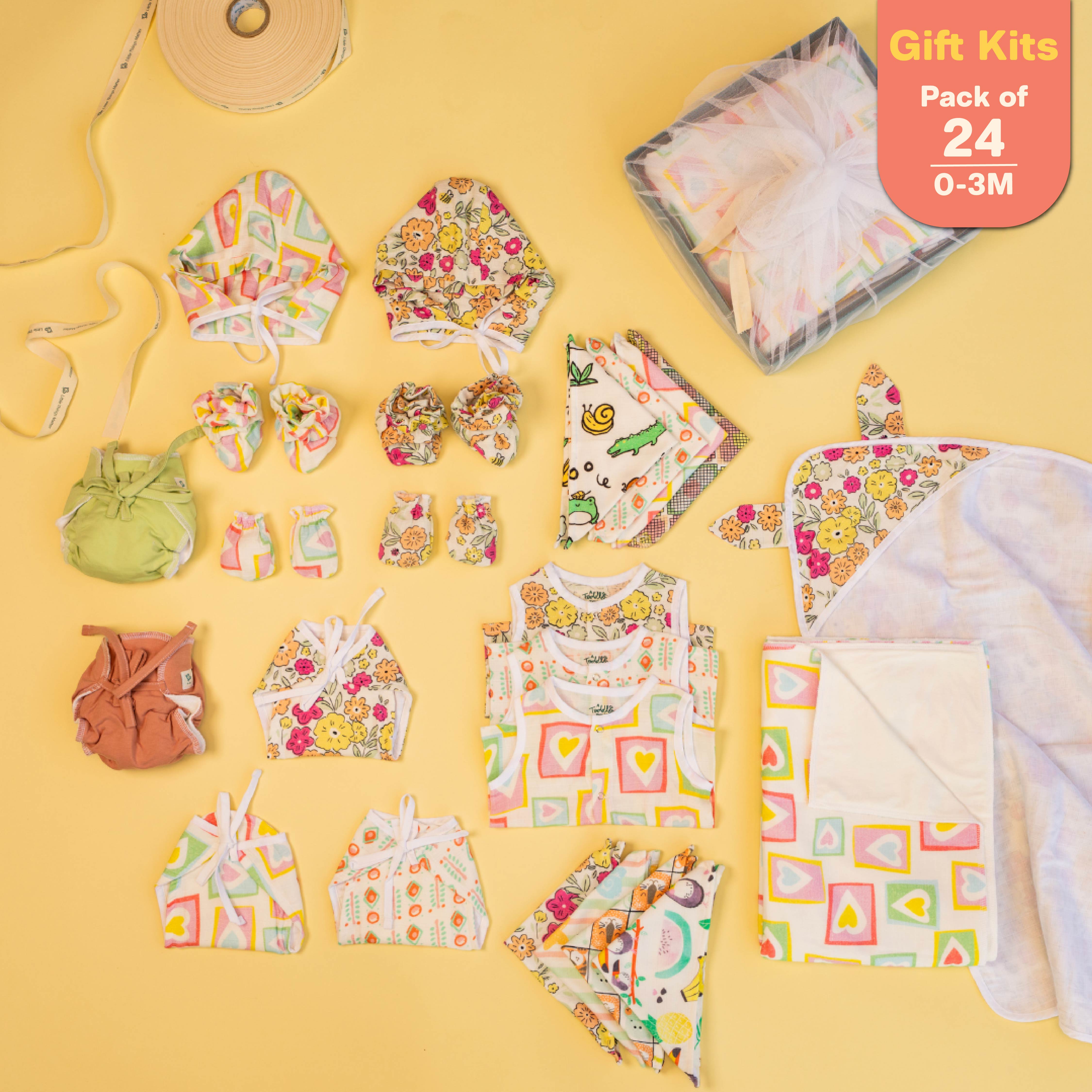 The Pixeling Pack - Muslin 24 Piece Combo Pack (0-3M)