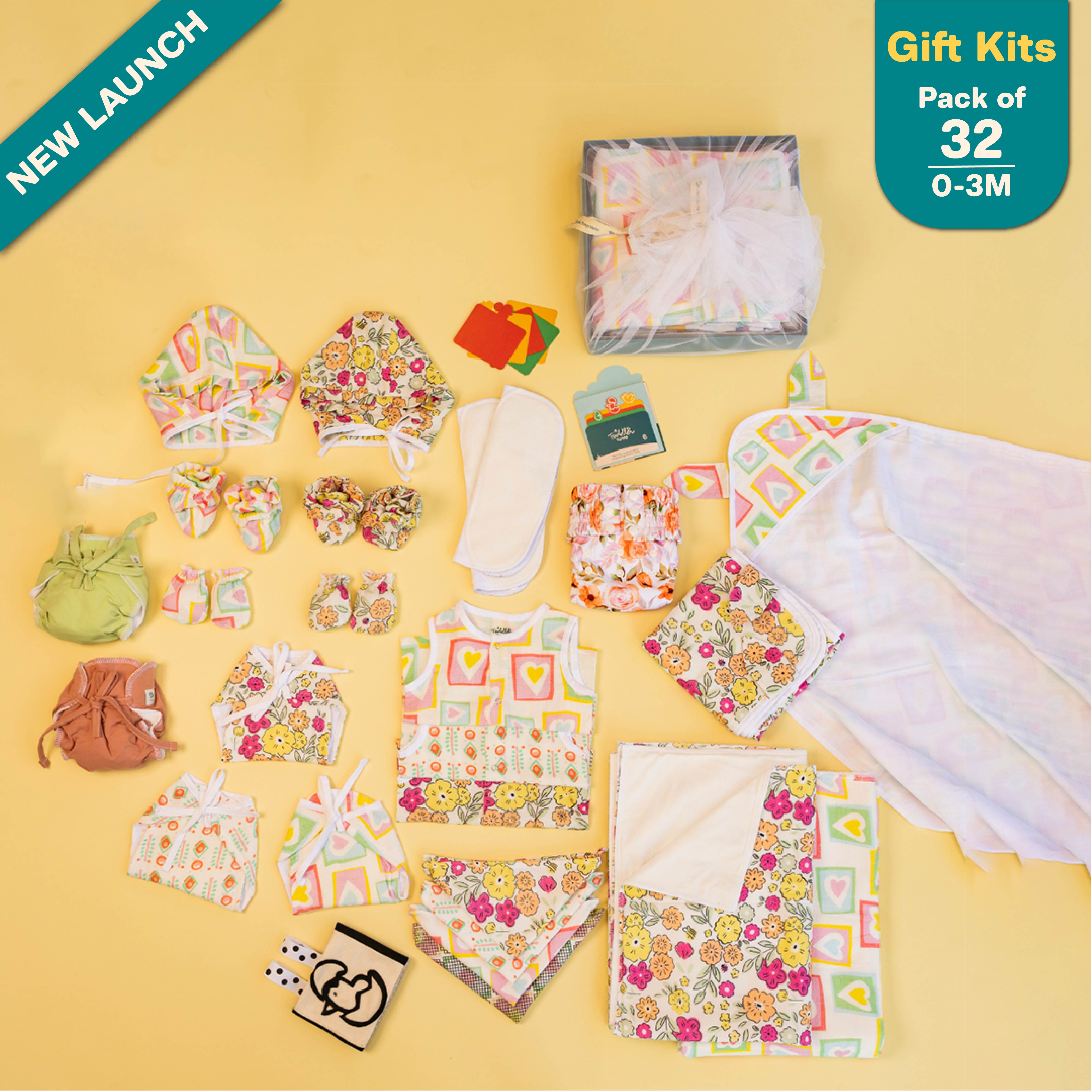 Hello Zoodle Shores - Muslin 32 Piece Baby Shower Kit