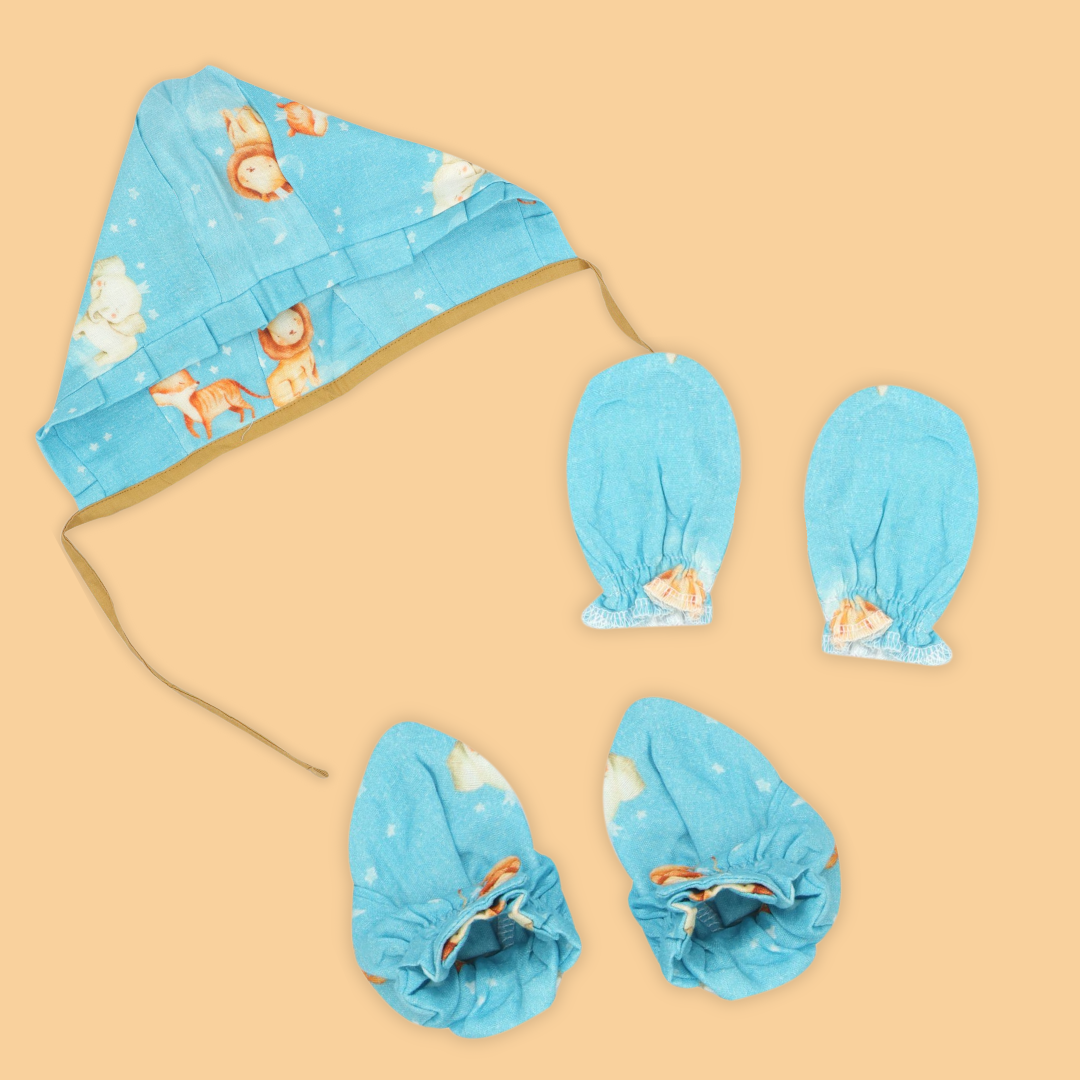 Galactic Zoo - Muslin Cap, Mittens and Booties