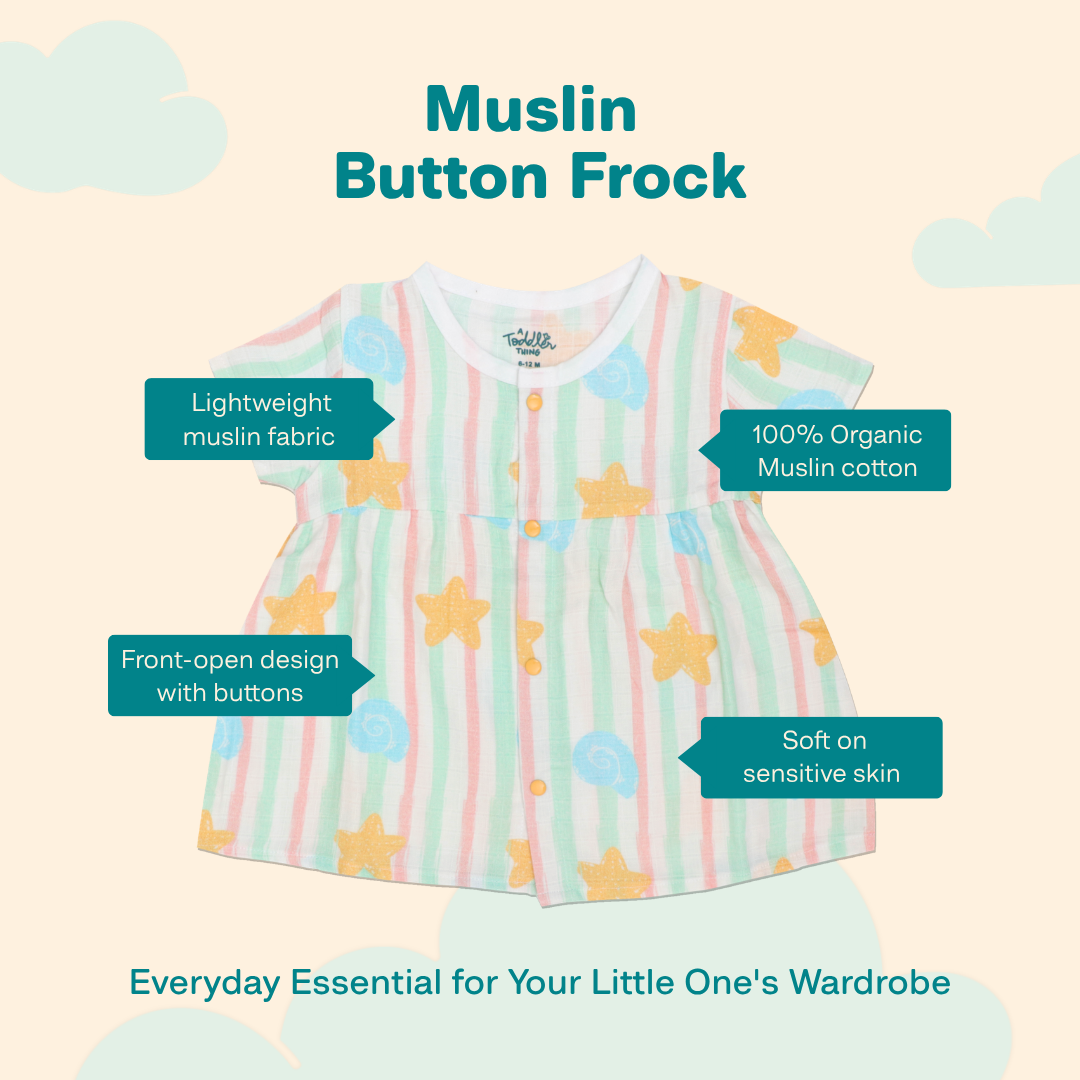 Seastone - Muslin Button Frock - Pack of 2