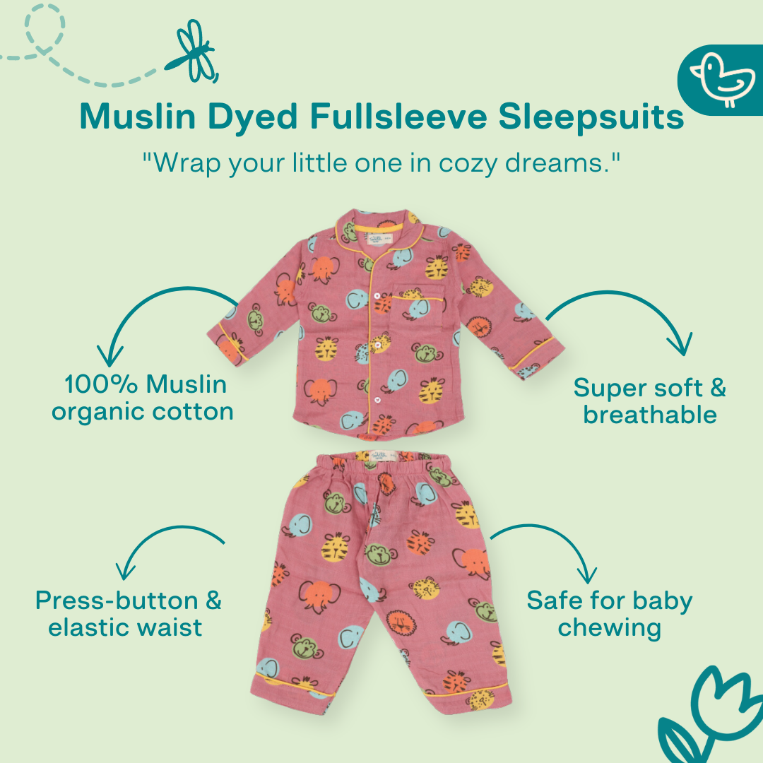 Jungle Hideout - Muslin Full Sleeve Sleep Suit for babies and kids (Unisex)