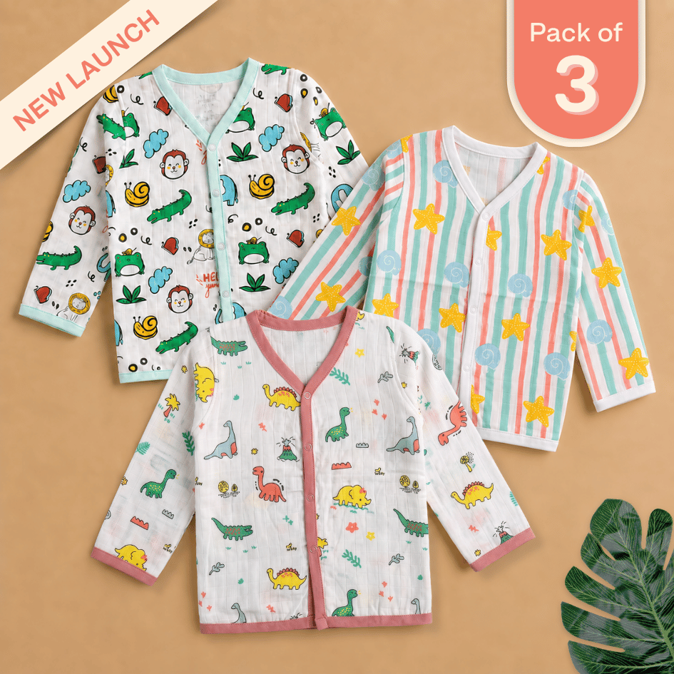 Muslin Full Sleeve Jabla Combo - Pack of 3