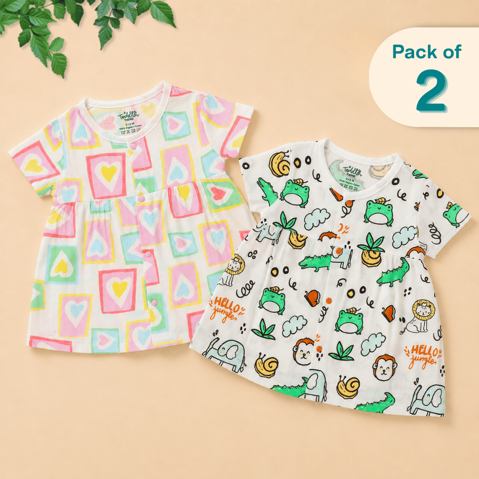 Timeless Tribes - Muslin Button Frock - Pack of 2