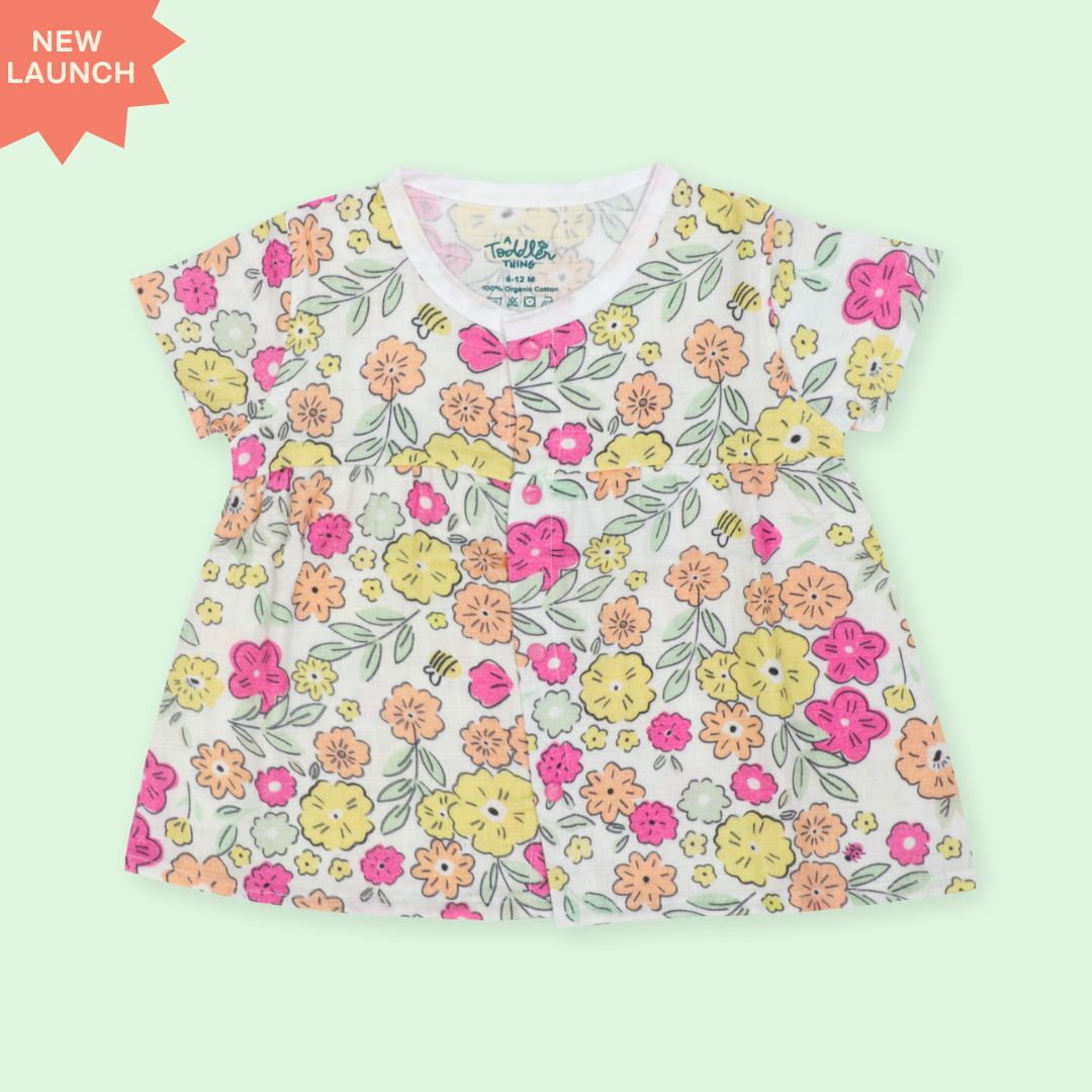 Flora Pixels - Muslin Button Frock