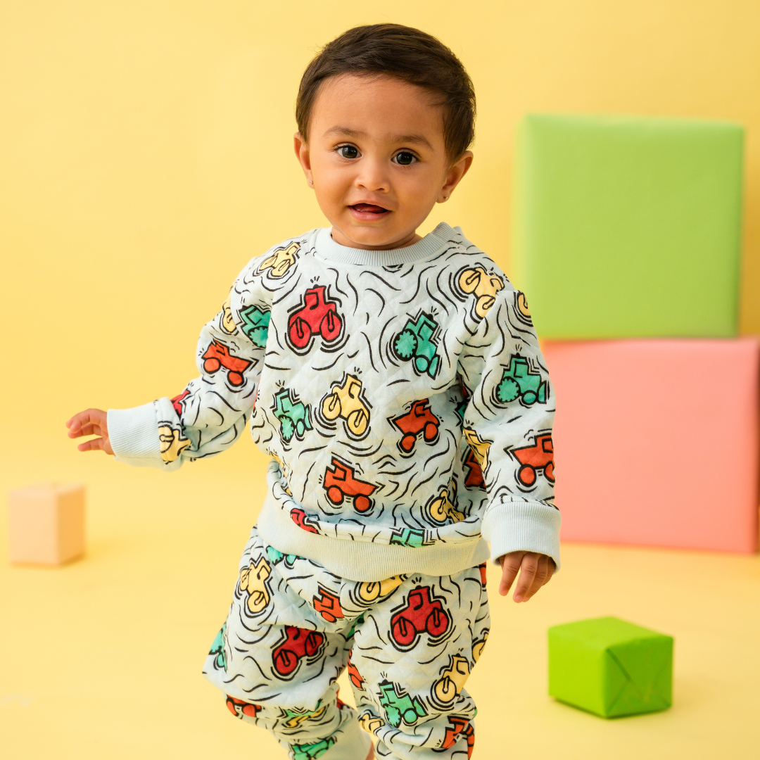 Zoom Zoom - Quilted Full sleeve top and pants for kids