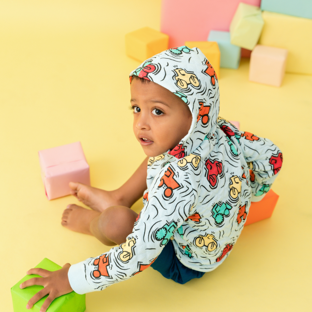 Zoom Zoom - Quilted Hoodie Sweatshirts for kids
