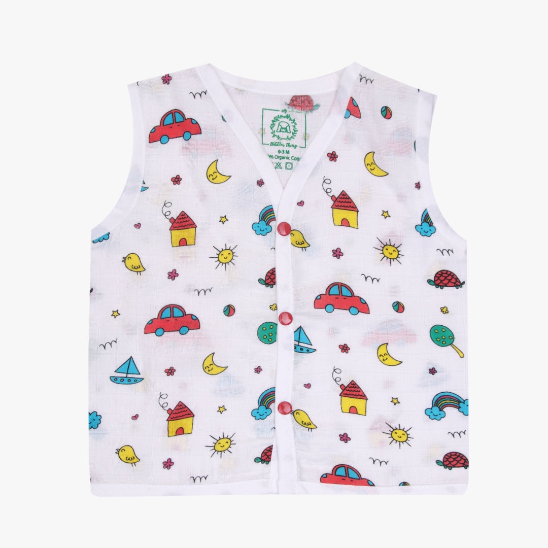 Muslin Matching Button Jablas and Nappies (3 Jablas & 3 Nappies) - Pack of 6 - Special Edition 1
