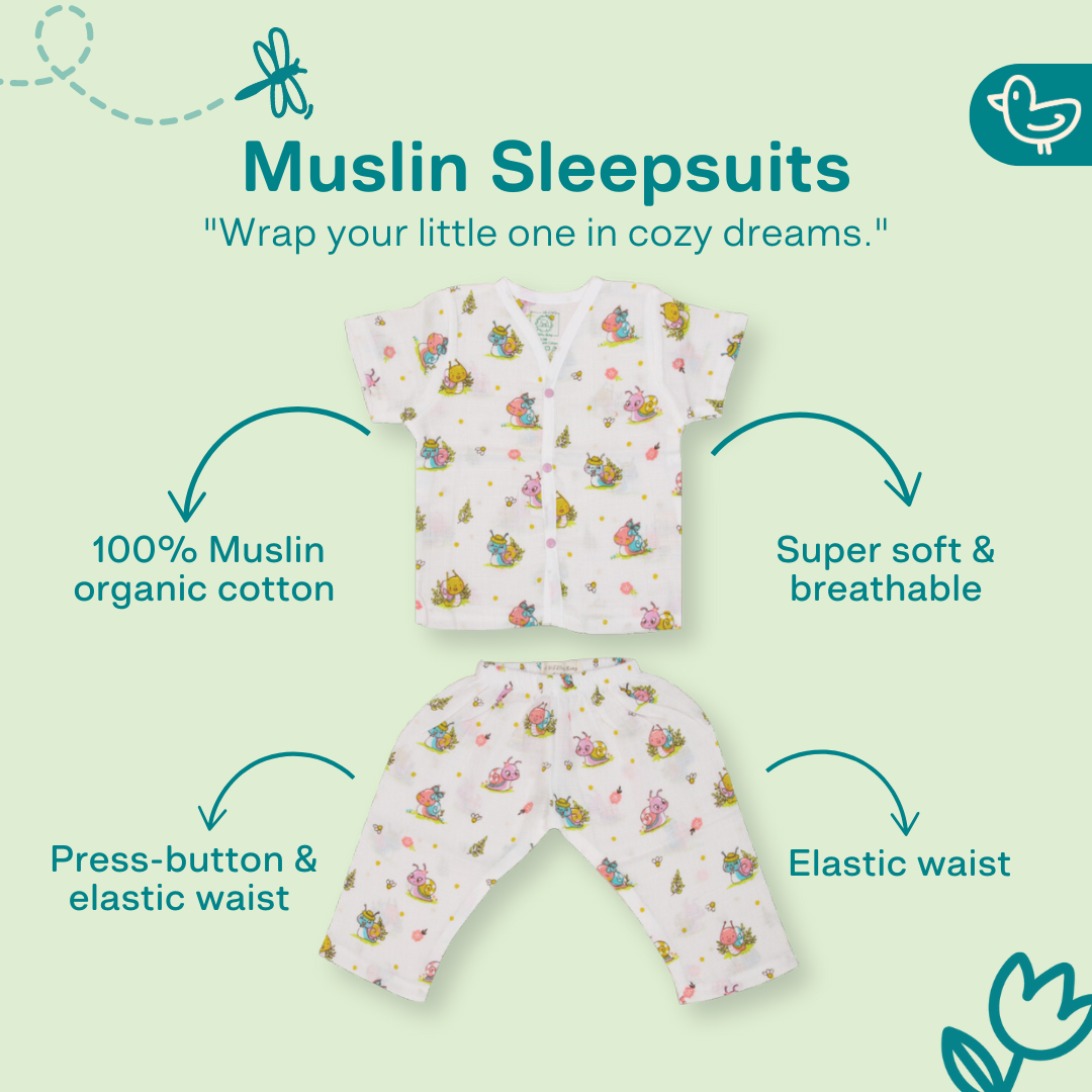 Snail Mail - Muslin Sleep Suit for babies and kids (Unisex)