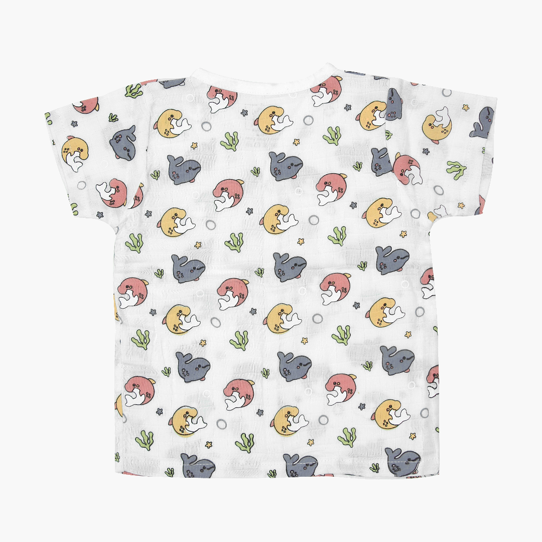 White Dollyfin - Muslin Sleep Suit for babies and kids (Unisex)